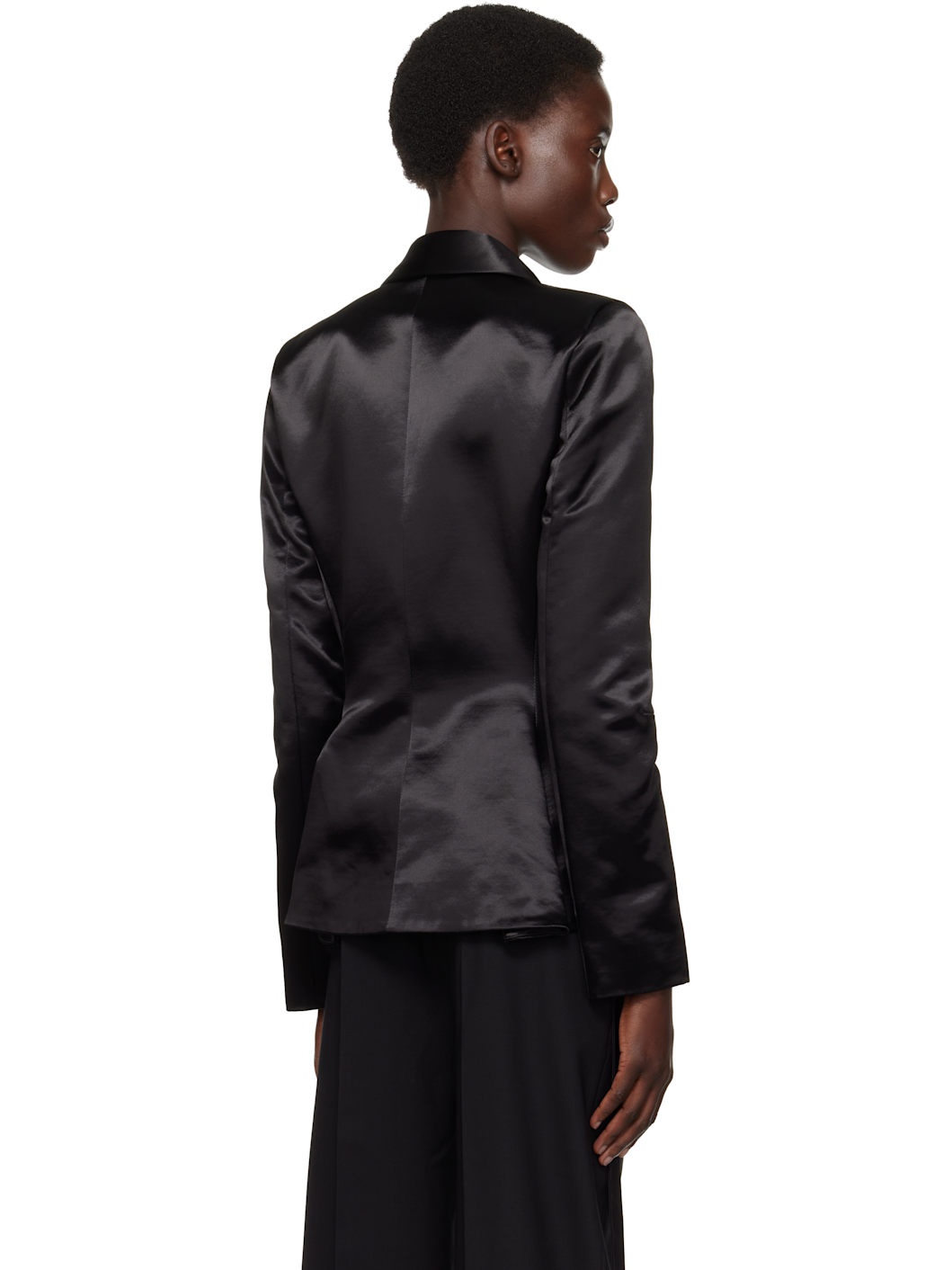 Black S-Breasted Blazer - 3