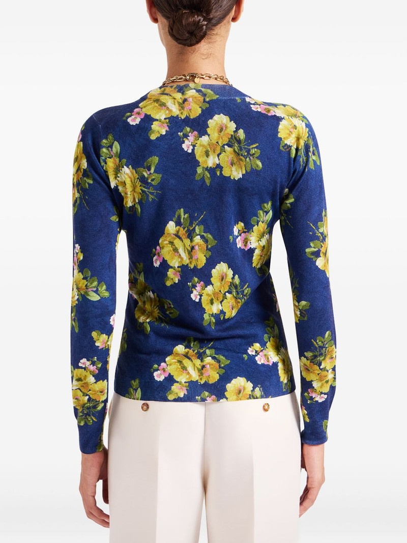 La DoubleJ floral-print crew-neck sweater outlook