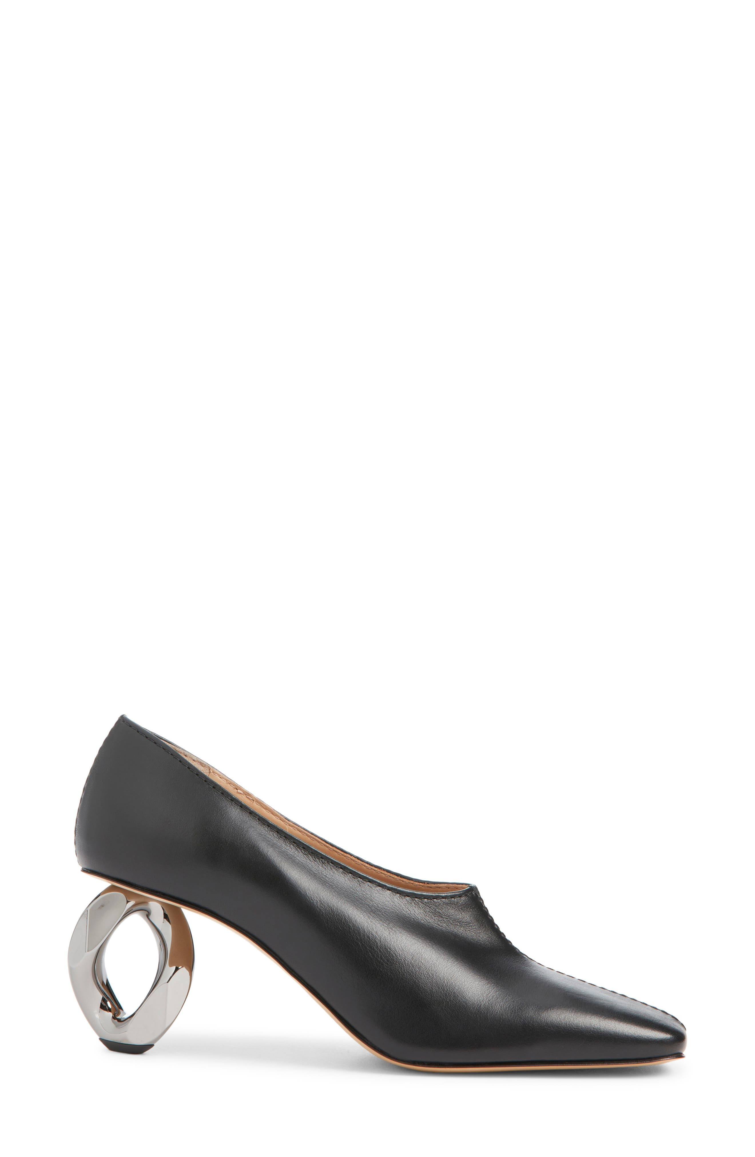 JW Anderson Stitch Chain Heel Square Toe Pump in Black 999 at Nordstrom - 3