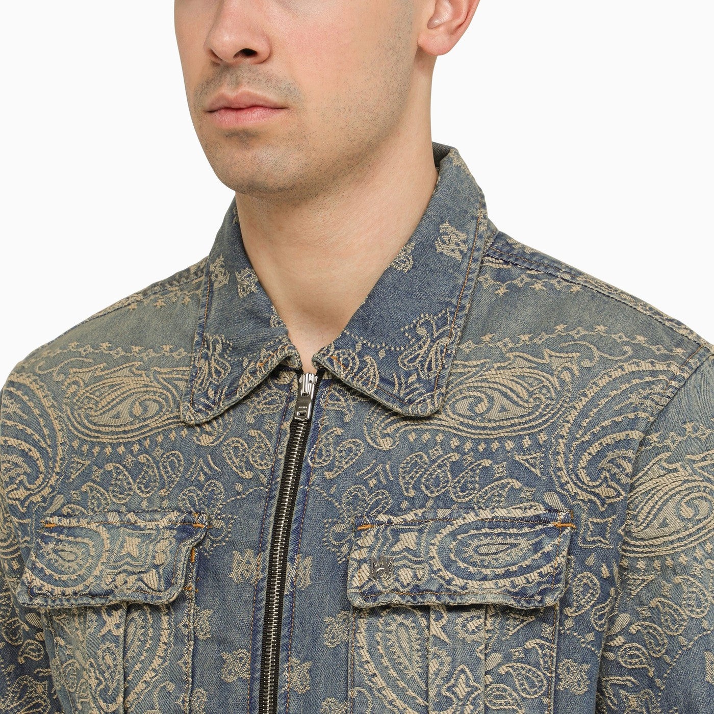 Amiri Denim Bandana Pattern Jacket - 4