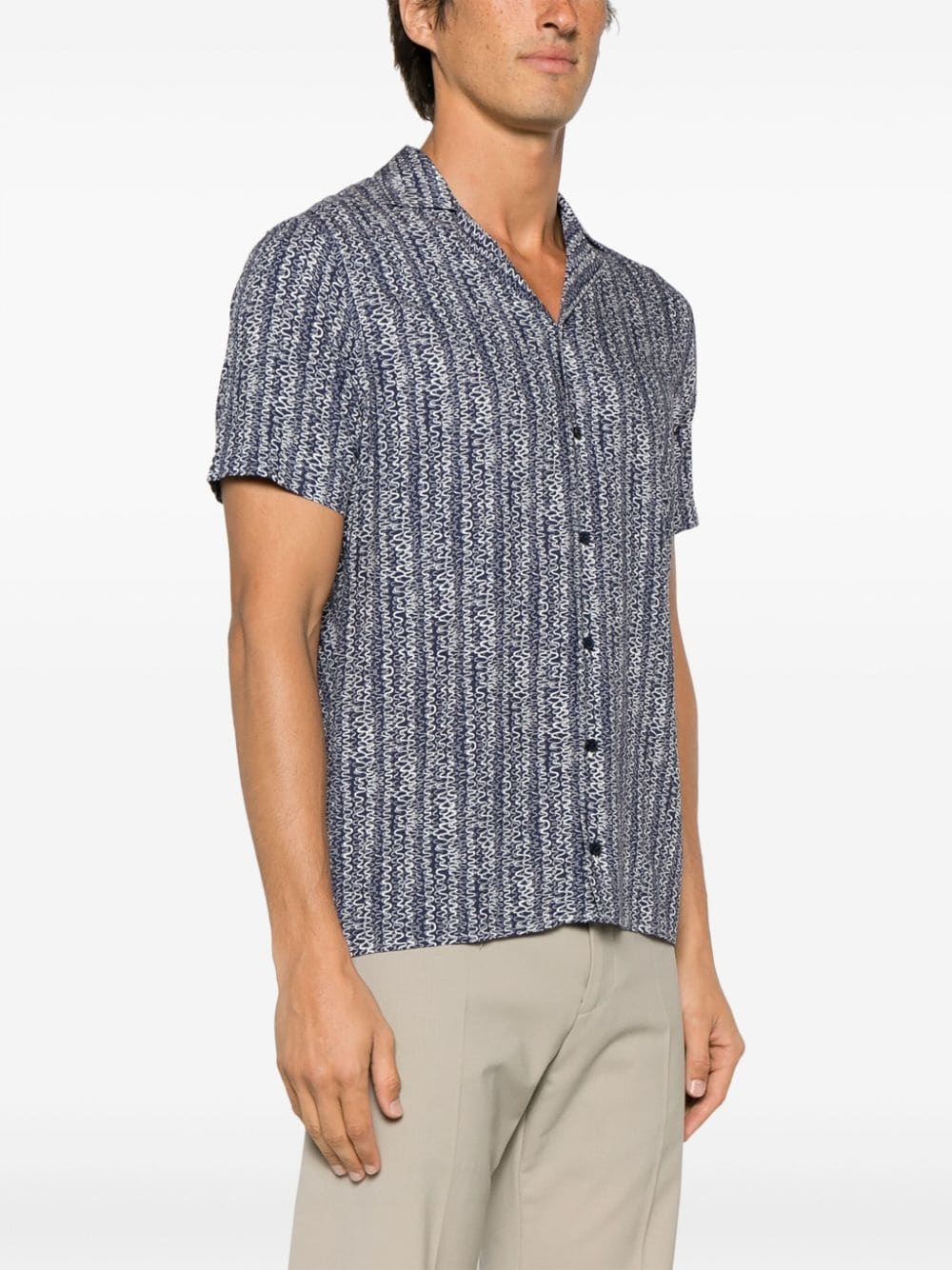 wave-print short-sleeve shirt - 3