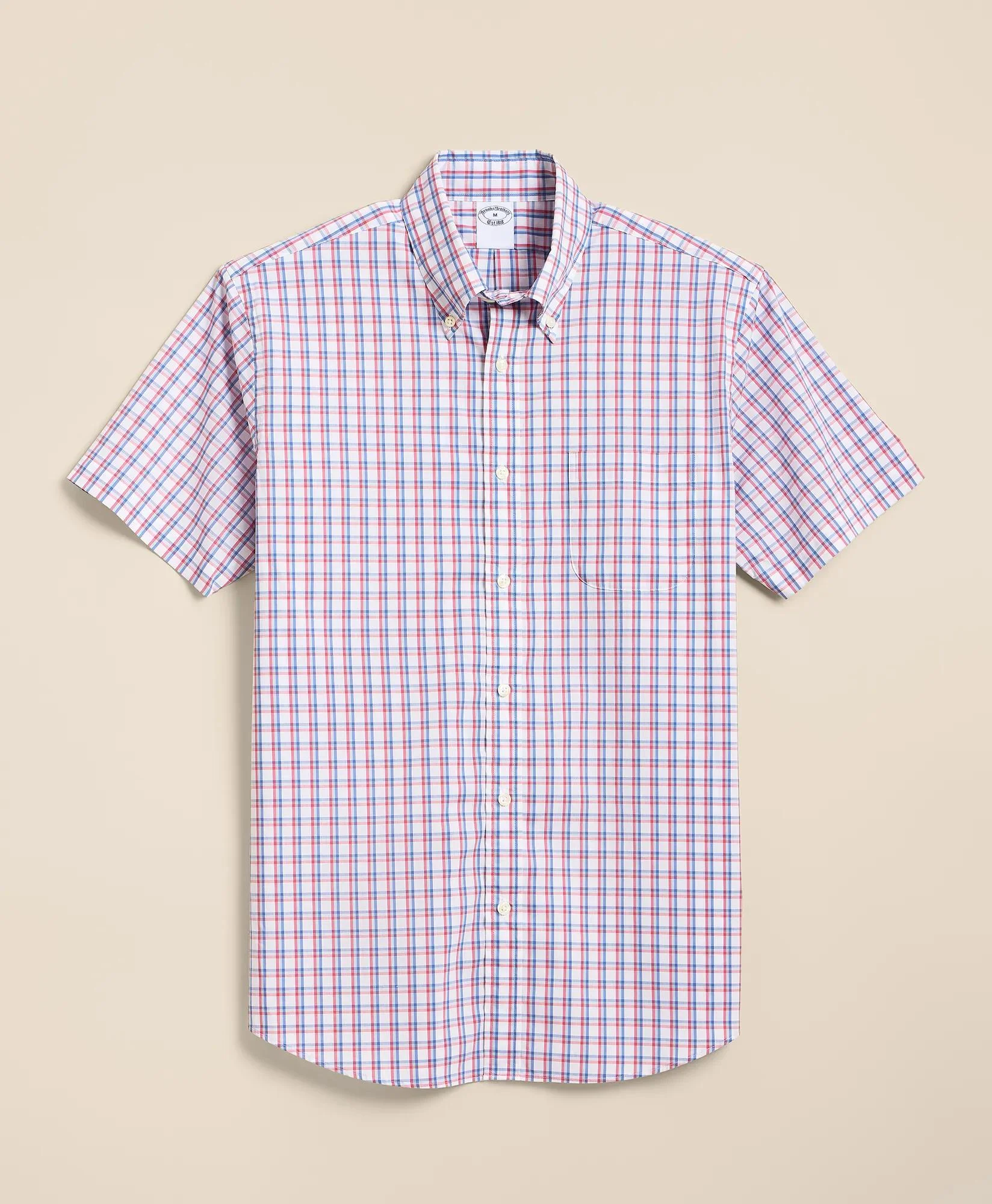 Performance Series Stretch Polo Button-Down Collar, Check Sport Shirt - 1