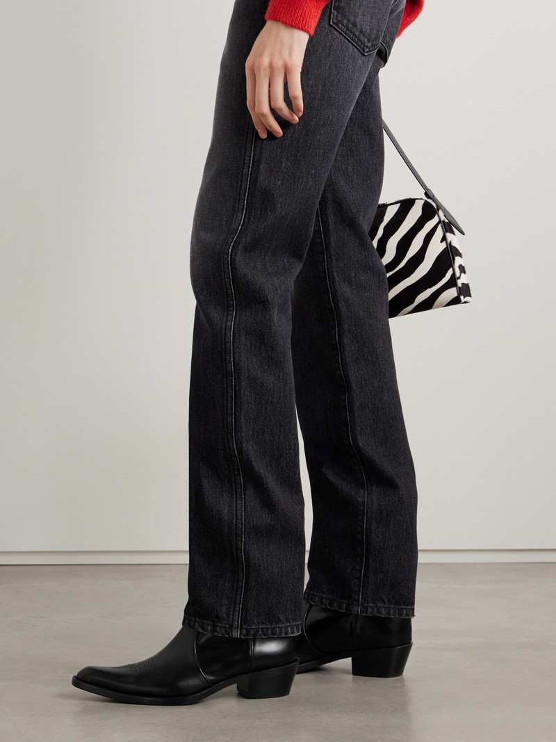 KHAITE Clive Embroidered Leather Ankle Boots outlook