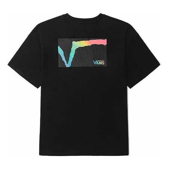 Vans Rainbow Funny Logo Loose Round Neck Short Sleeve Couple Style Black VN0A5H84BLK - 1
