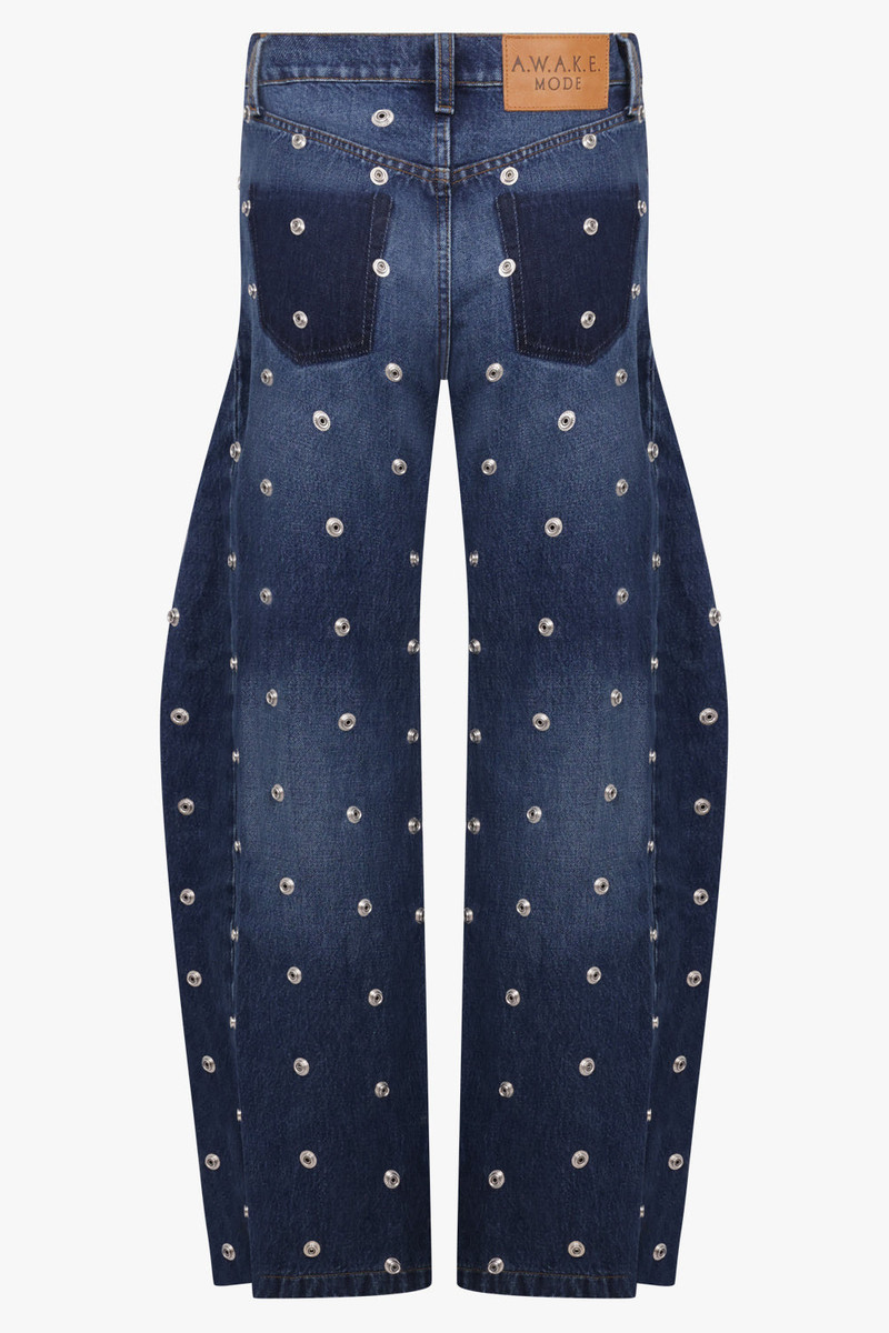 A.W.A.K.E. MODE STUDDED DENIM JEAN WITH INSERTS | BLUE outlook