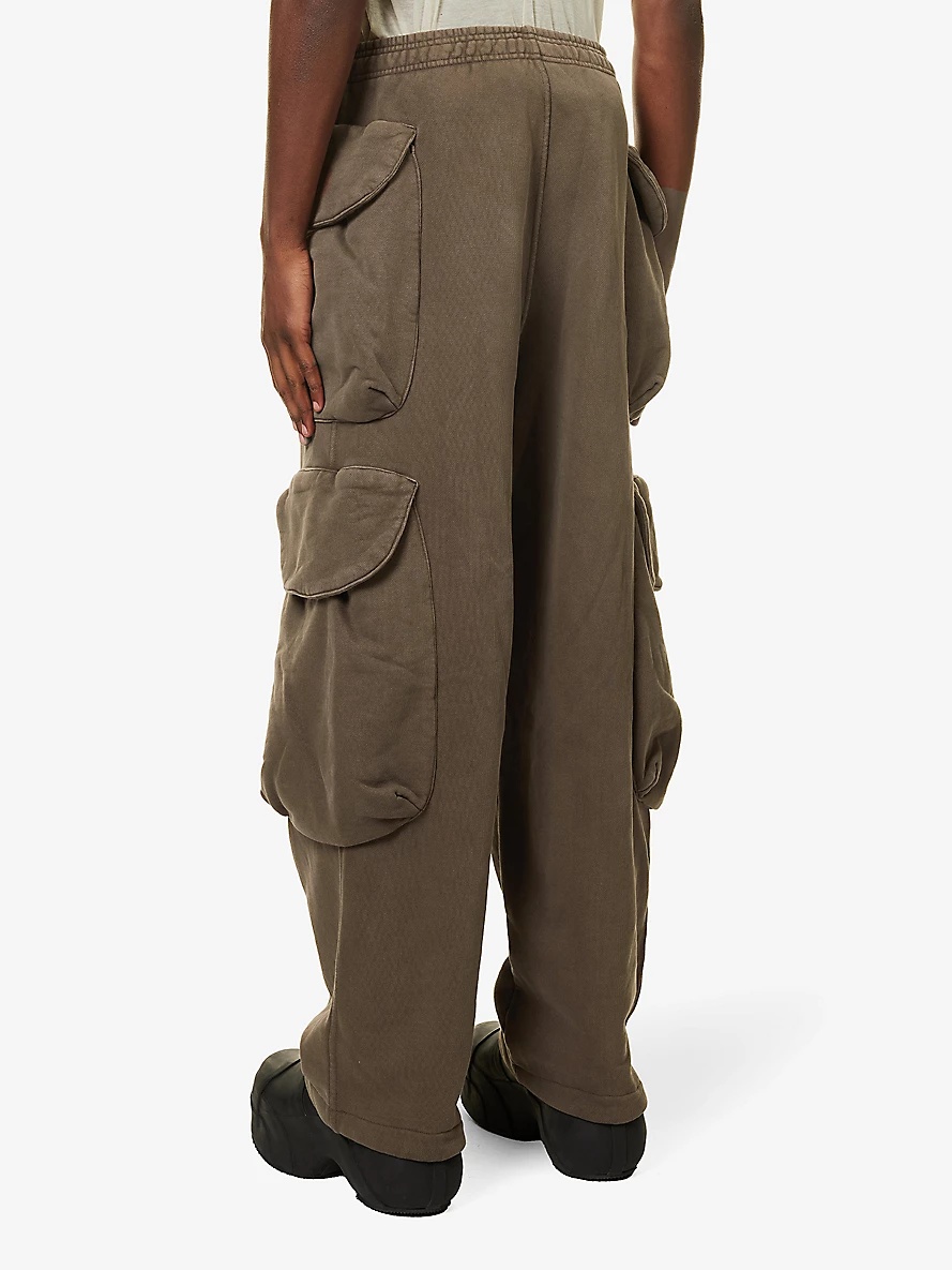 Gocar pocketed wide-leg organic cotton-jersey cargo jogging bottoms - 4