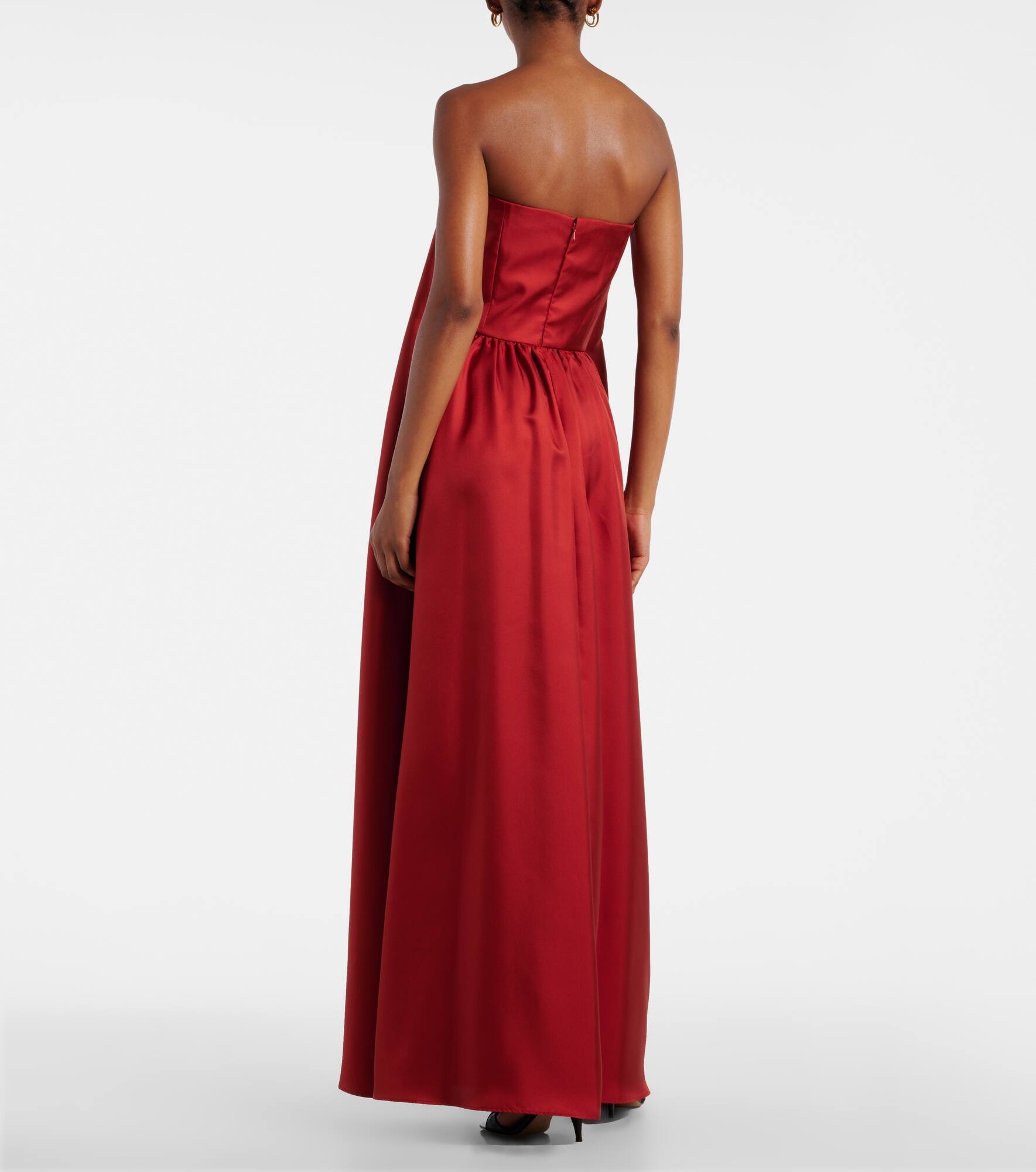 Edda pleated strapless silk maxi dress - 3