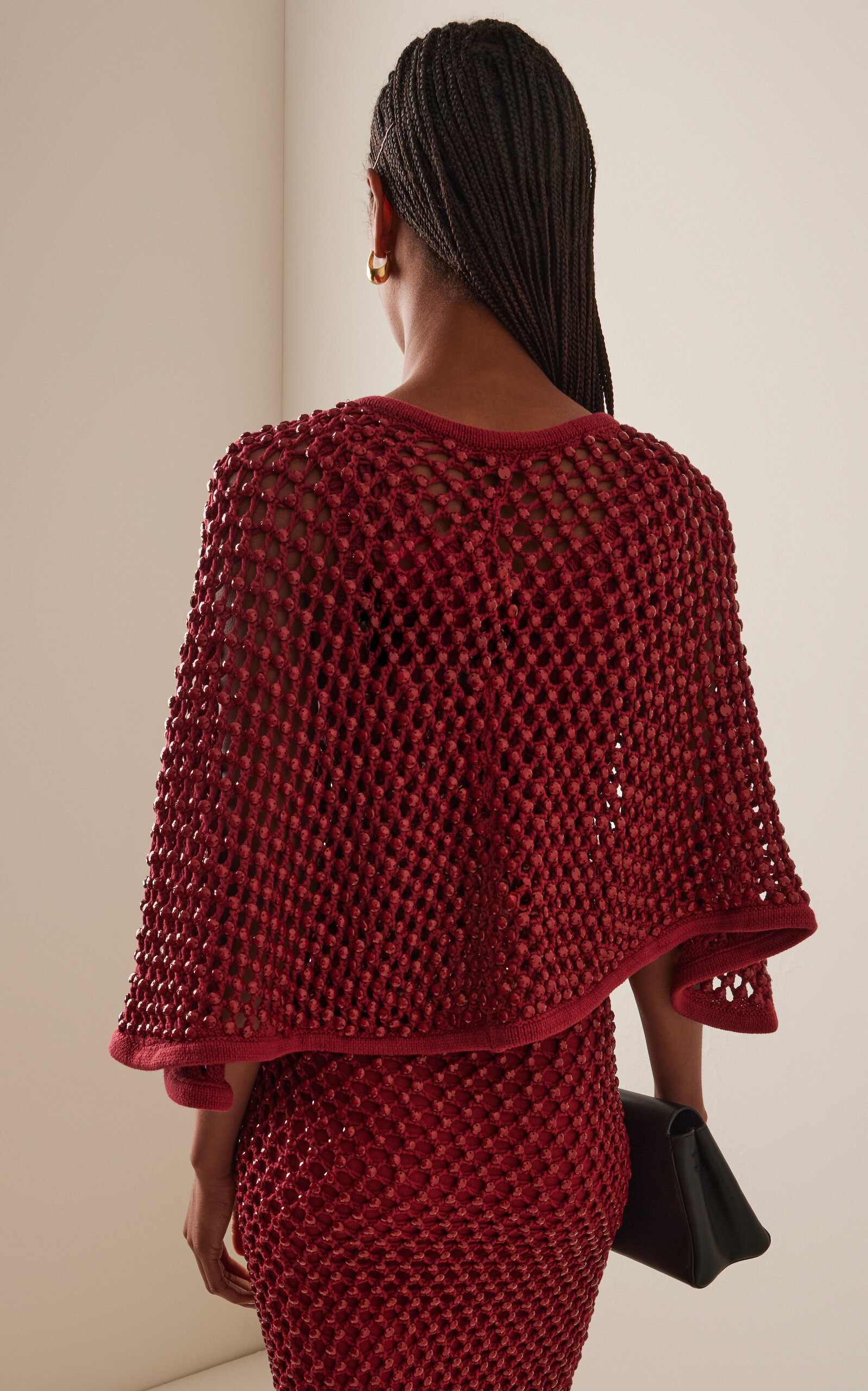 Exclusive Crystal-Embellished Knit Capelet red - 4