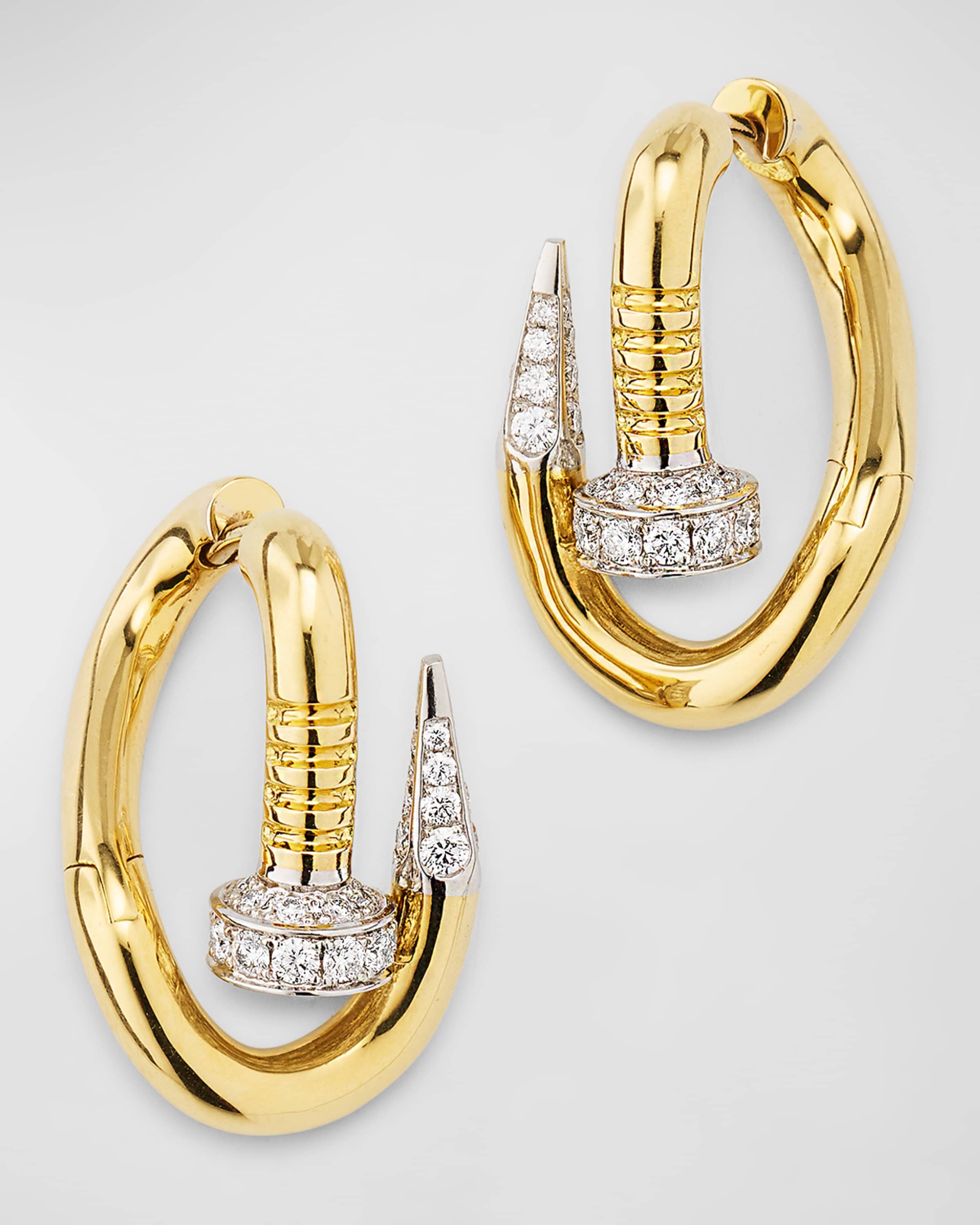 Diamond Tip Bent Nail Earrings - 1
