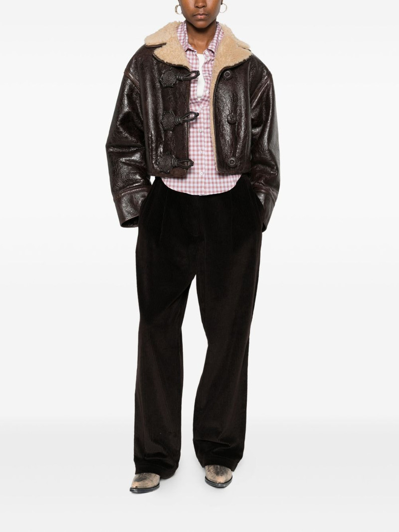 Etro shearling-collar leather jacket outlook