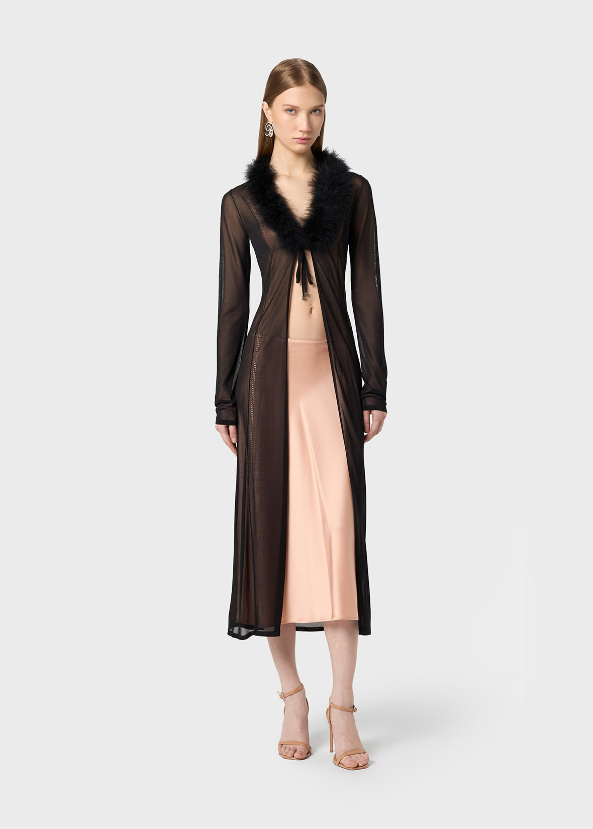 LONG CARDIGAN WITH FEATHERS - 2