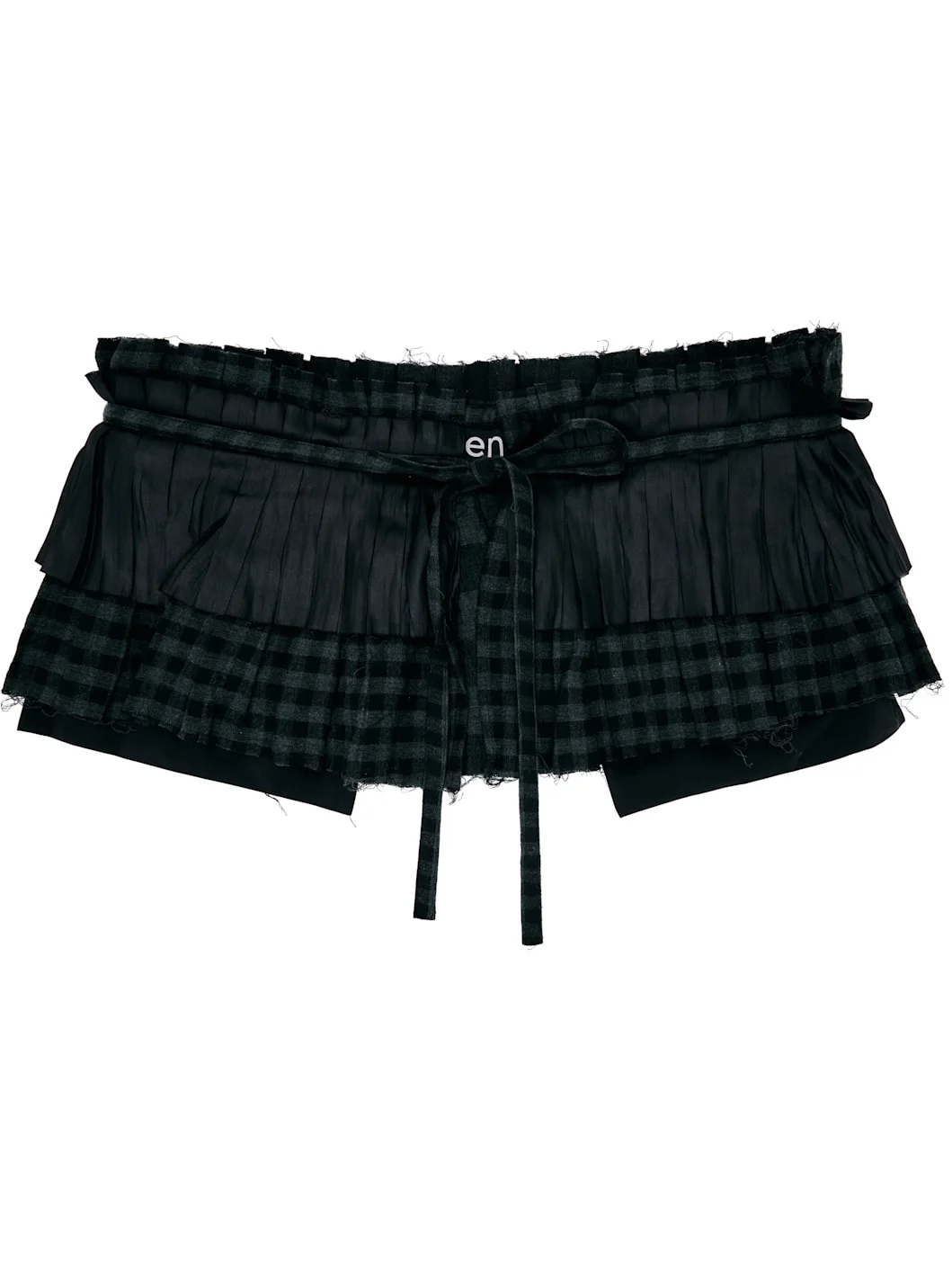 Black Pleats Layered Pocket Belt - 1