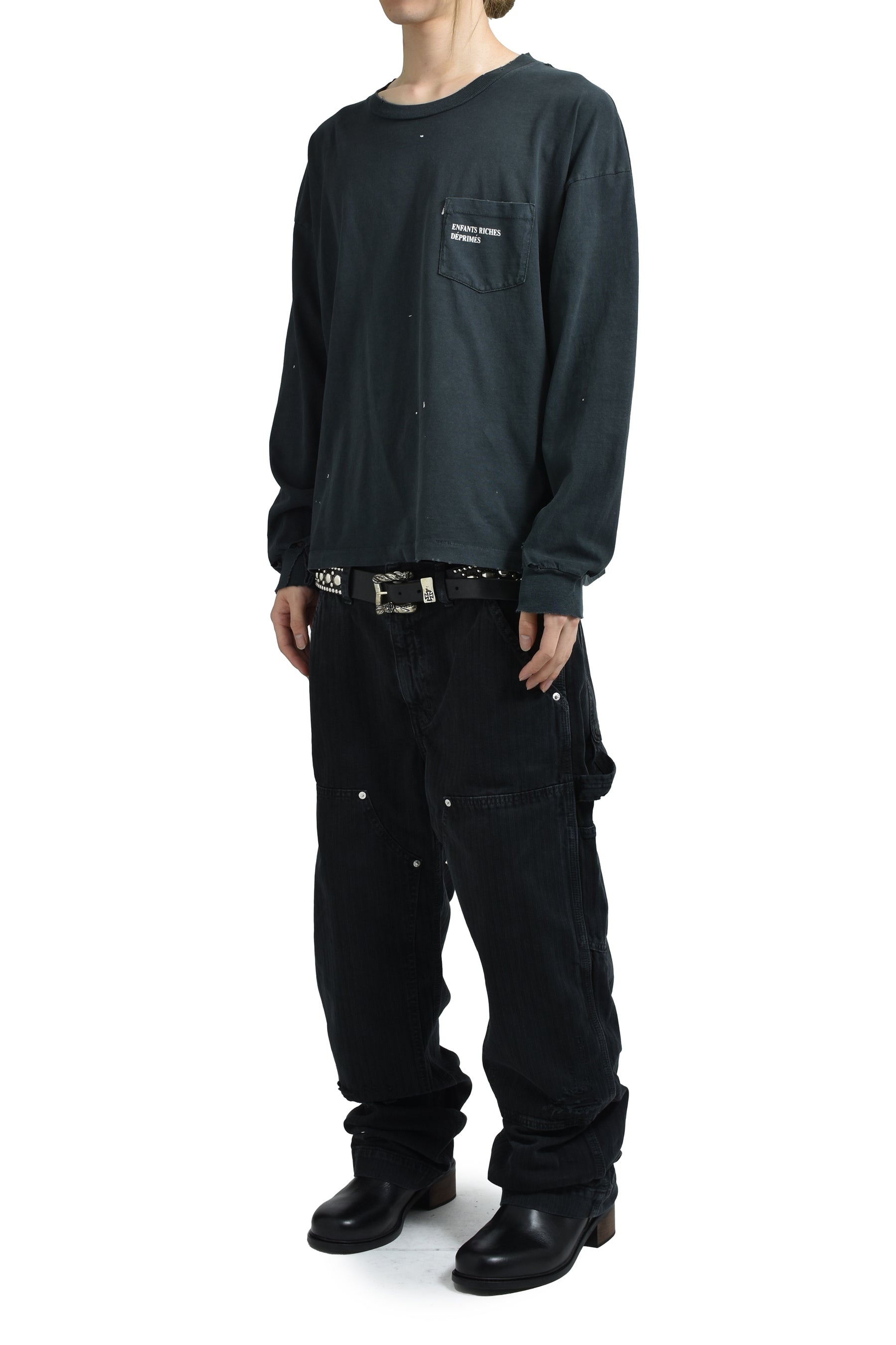 CLASSIC LOGO LS T-SHIRT / L.WASHED BLK - 4