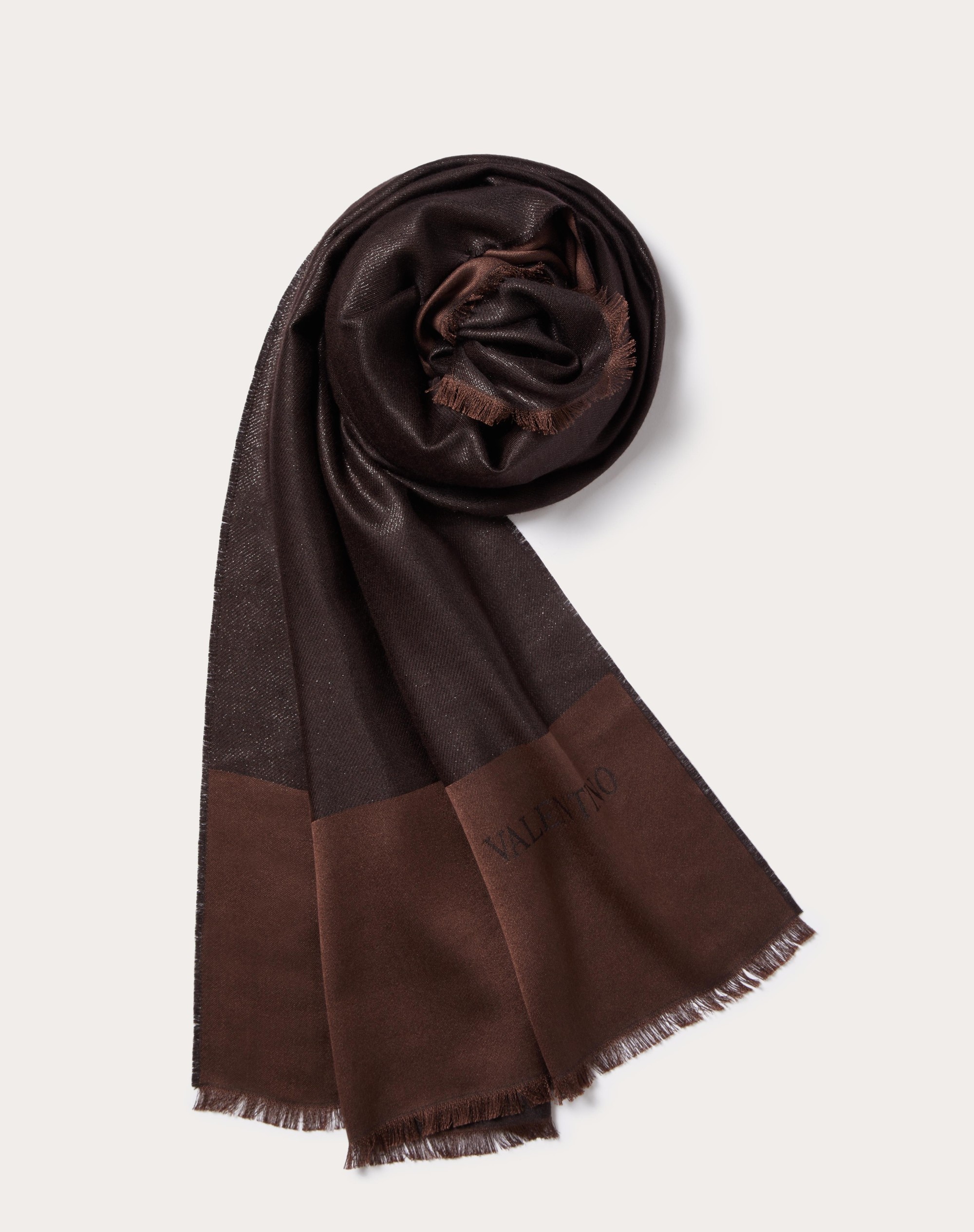 Valentino Garavani graphic-print cashmere-silk blend scarf - Brown