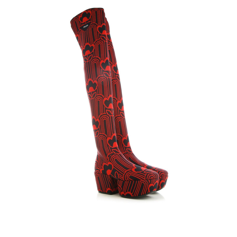 Prada JAQUARD EMBROIDERED BOOTS outlook