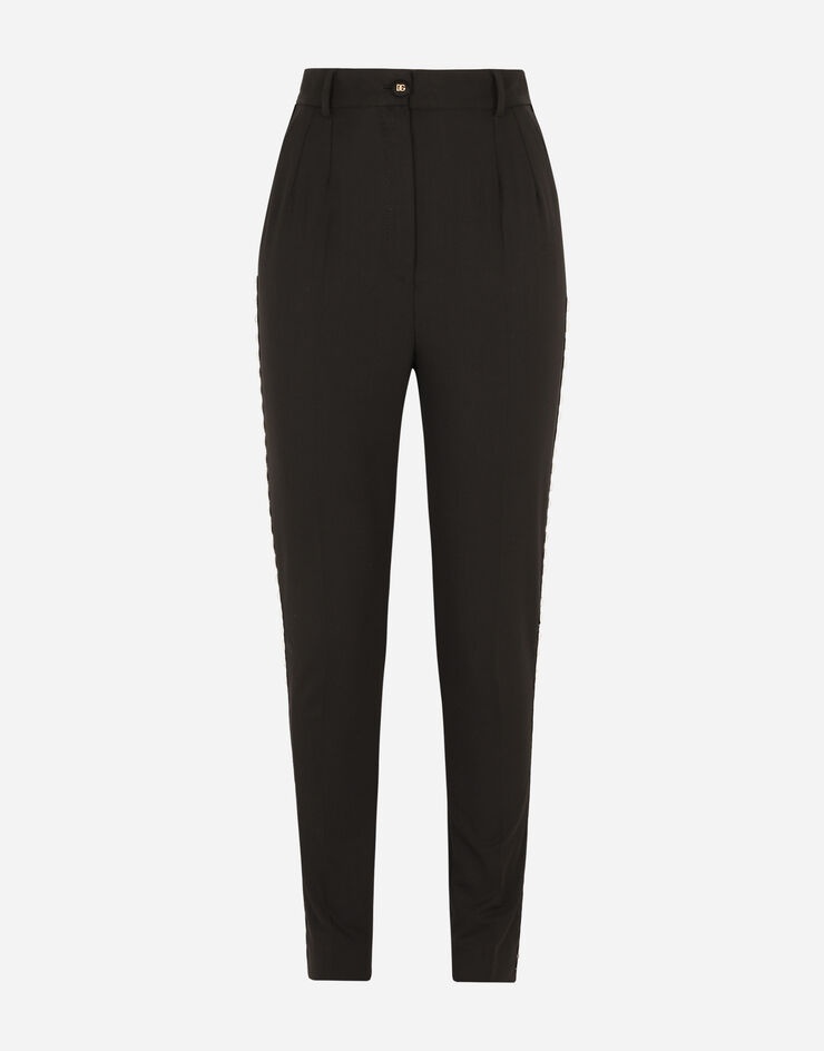 Woolen tuxedo pants with crystals - 3