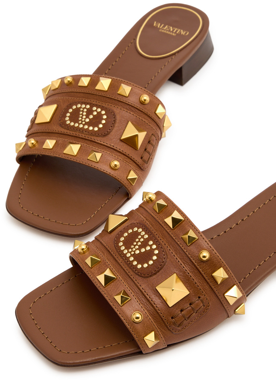 Valentino Plaster Caster Embellished Leather Sliders - 3