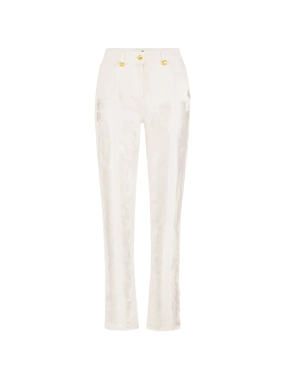 distressed fringed palazzo jeans - 1