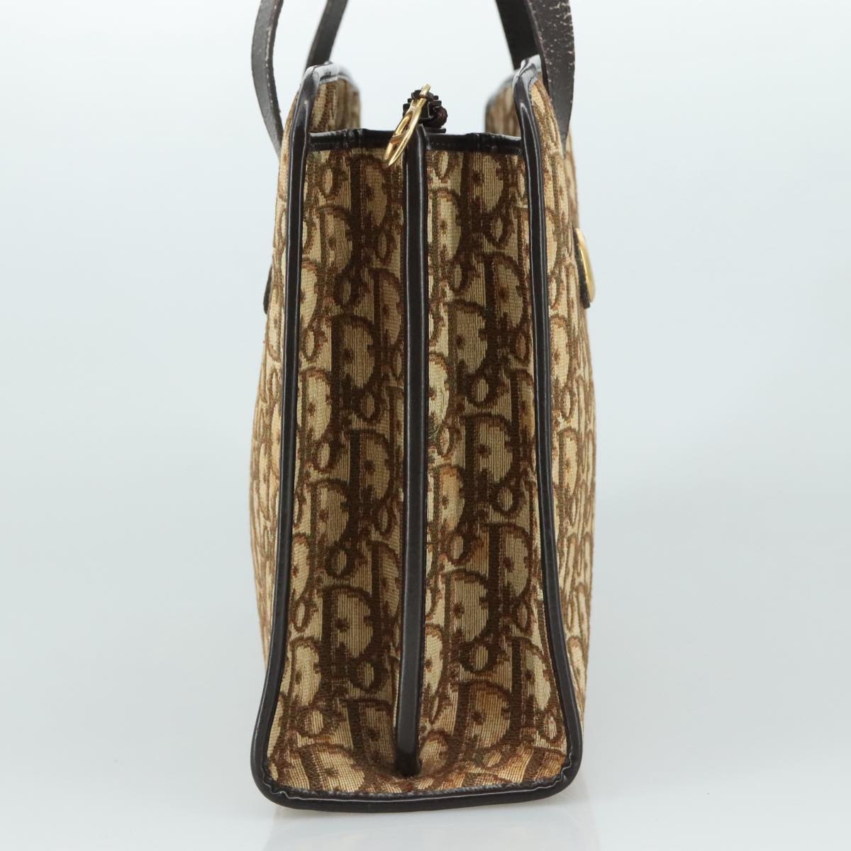 DIOR Trotter Canvas Hand Bag Beige Brown Gold - 3