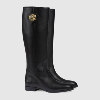 GUCCI Leather boot with tiger head outlook