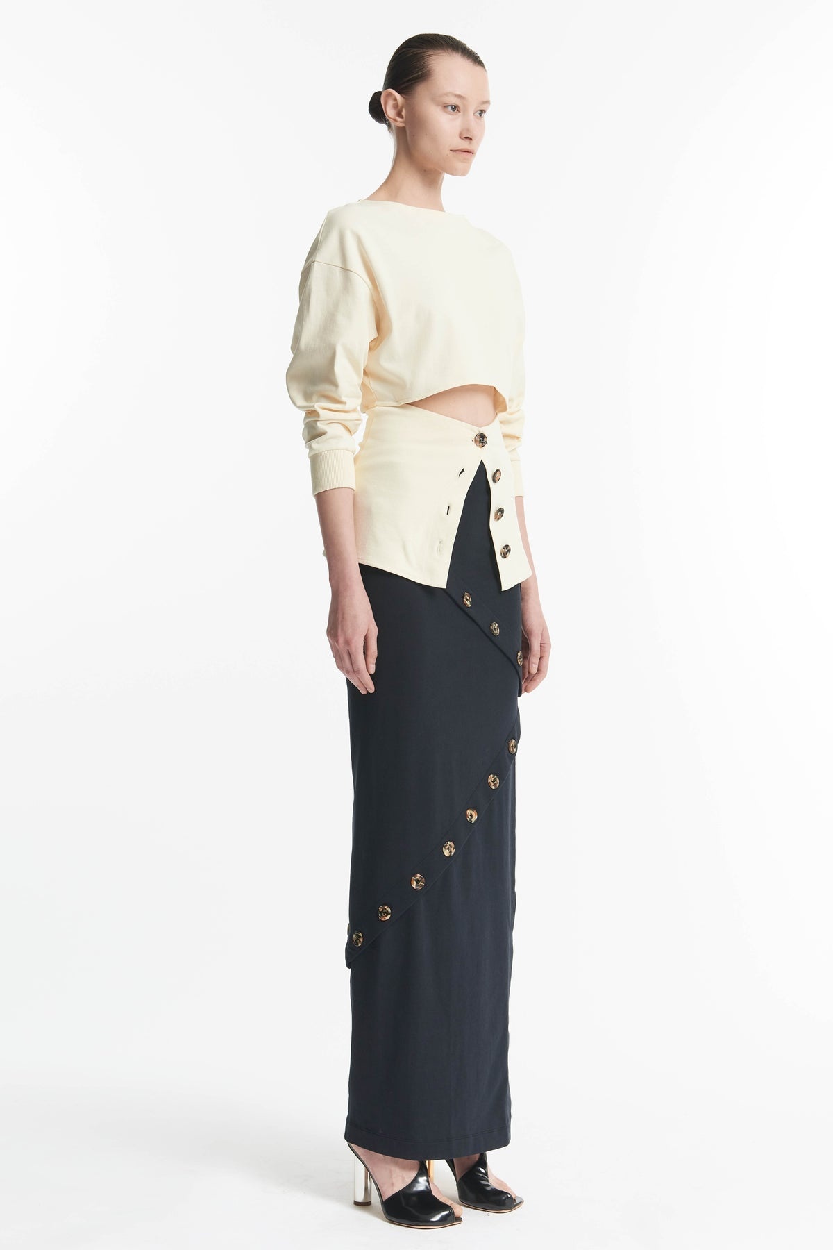 FITTED JERSEY MAXI SKIRT BLACK - 2