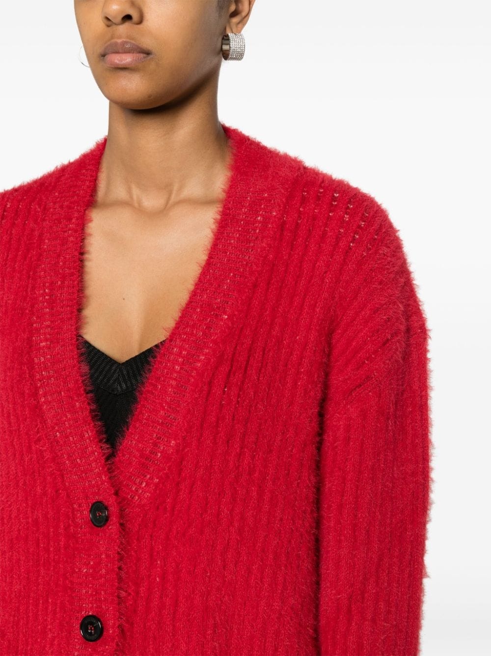 brushed ribbed cardigan - 5