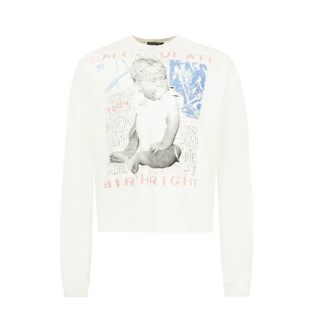 CALCULATE YOUR BIRTHRIGHT LONG SLEEVE T-SHIRT (FADED WHITE) - 1