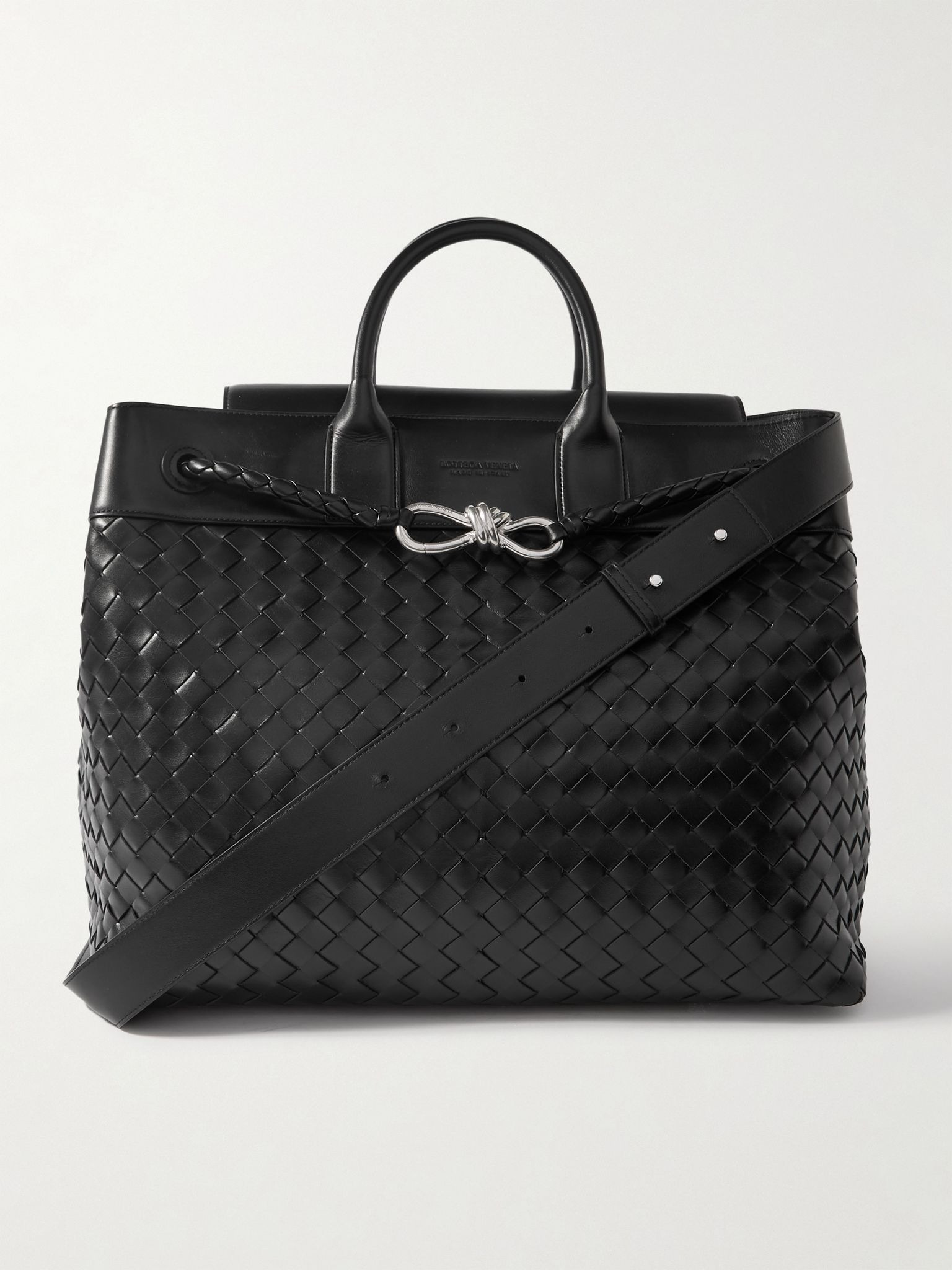 Andiamo Large Intrecciato Leather Messenger Bag Black - 1