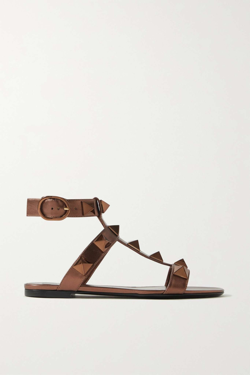 Valentino Garavani Roman Stud metallic leather sandals 1