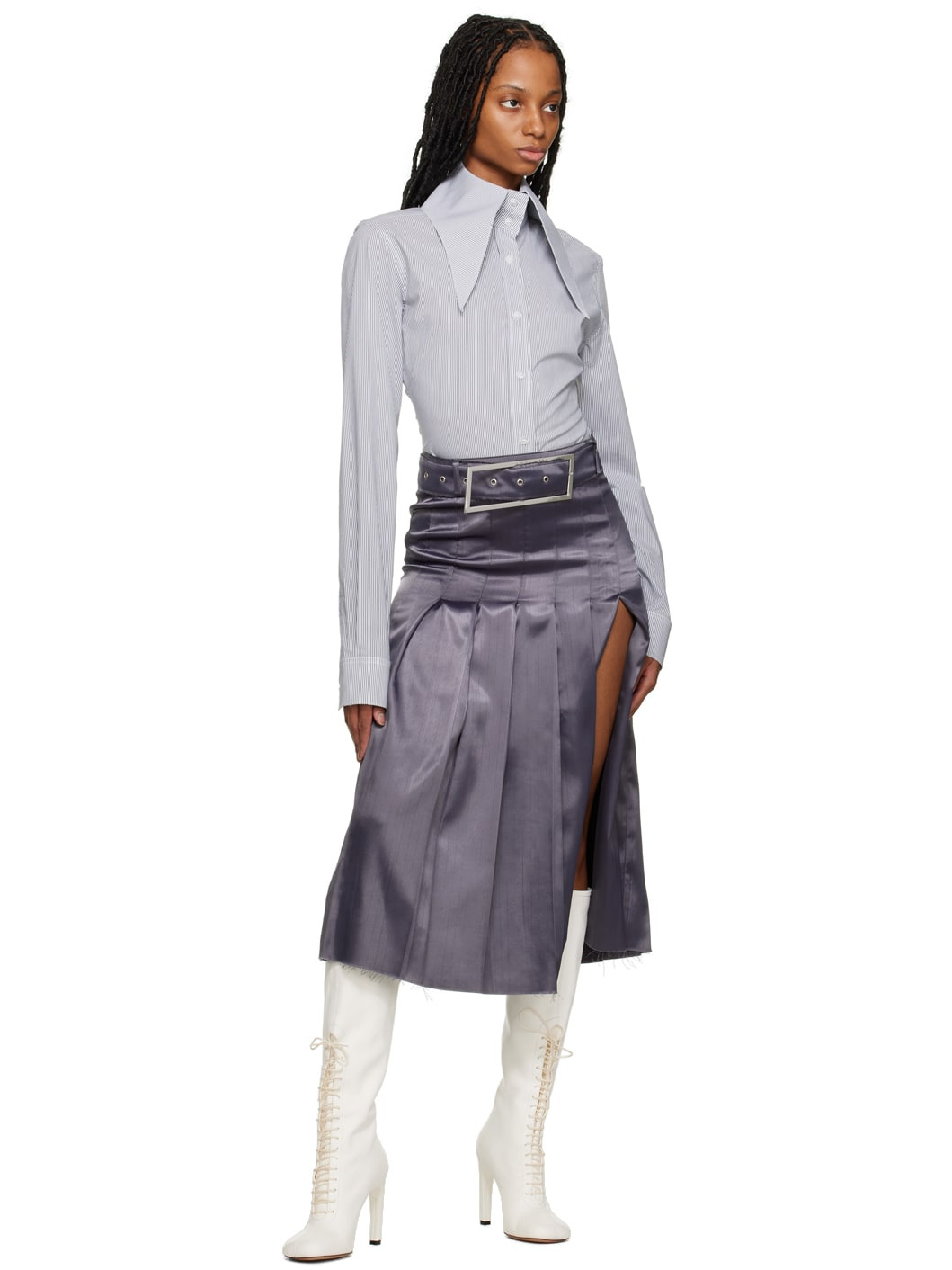 SSENSE Work Capsule – Gray Nimue Midi Skirt - 4