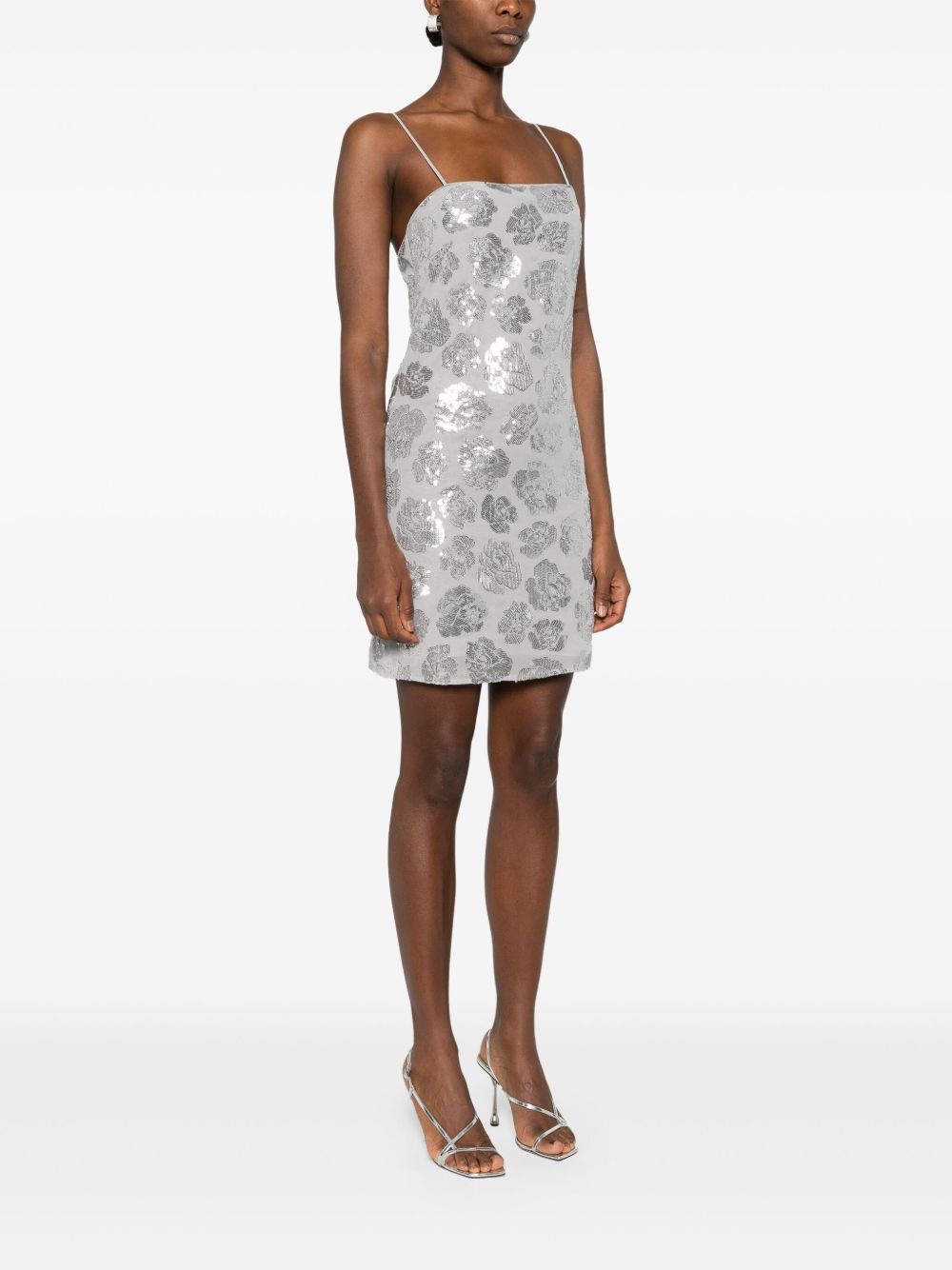 sequinned chiffon mini dress - 3