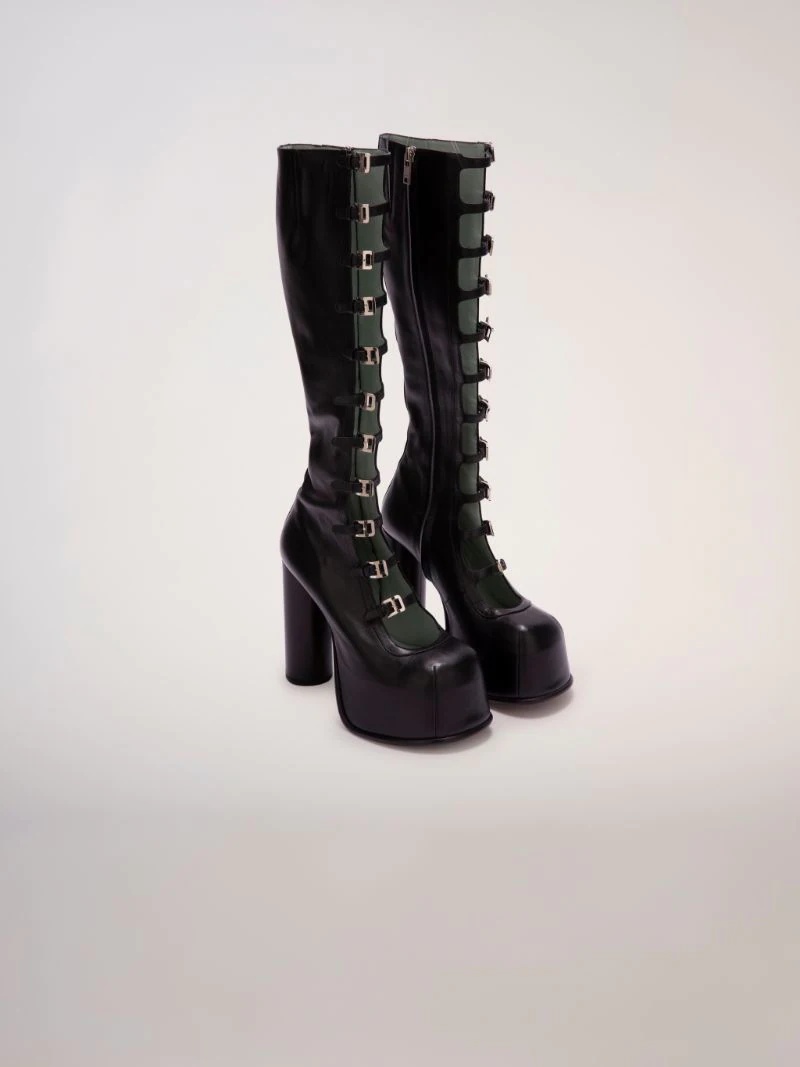 "A" BUCKLE KNEE BOOTS - 4