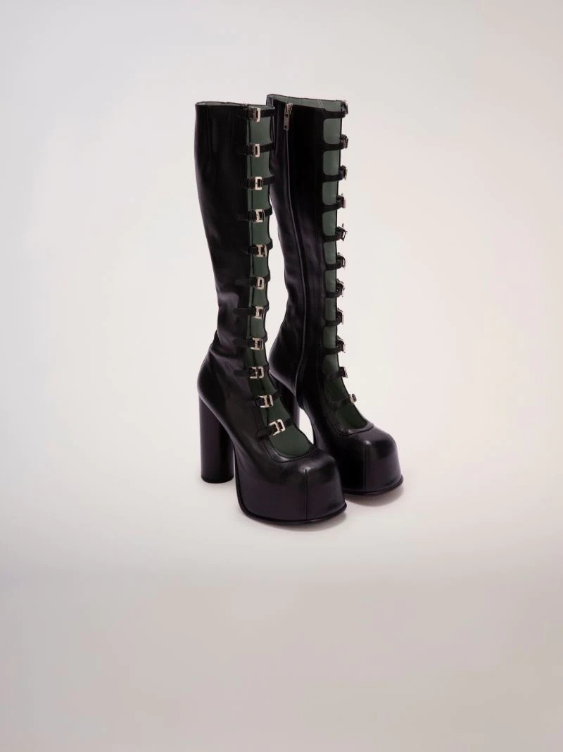 "A" BUCKLE KNEE BOOTS 4