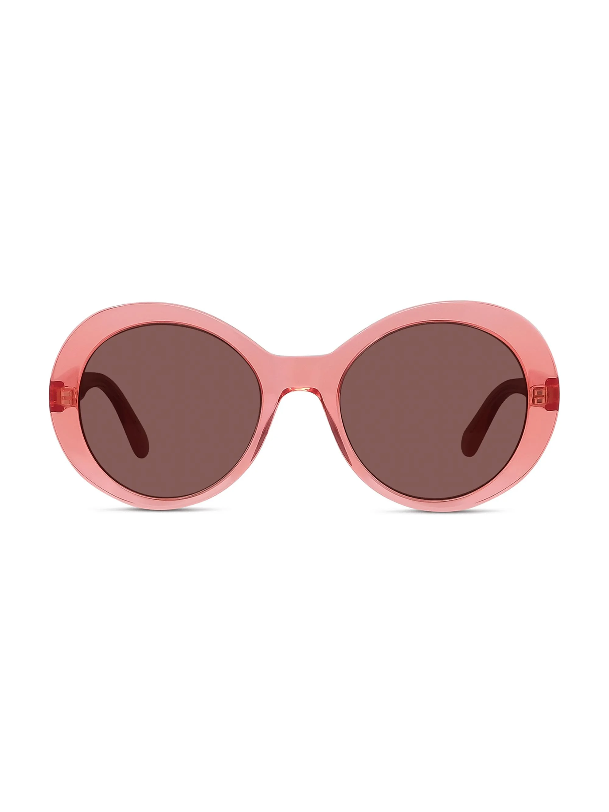 Women's Falabella Pins 54MM Round Sunglasses - Transparent Coral Bordeaux - 1