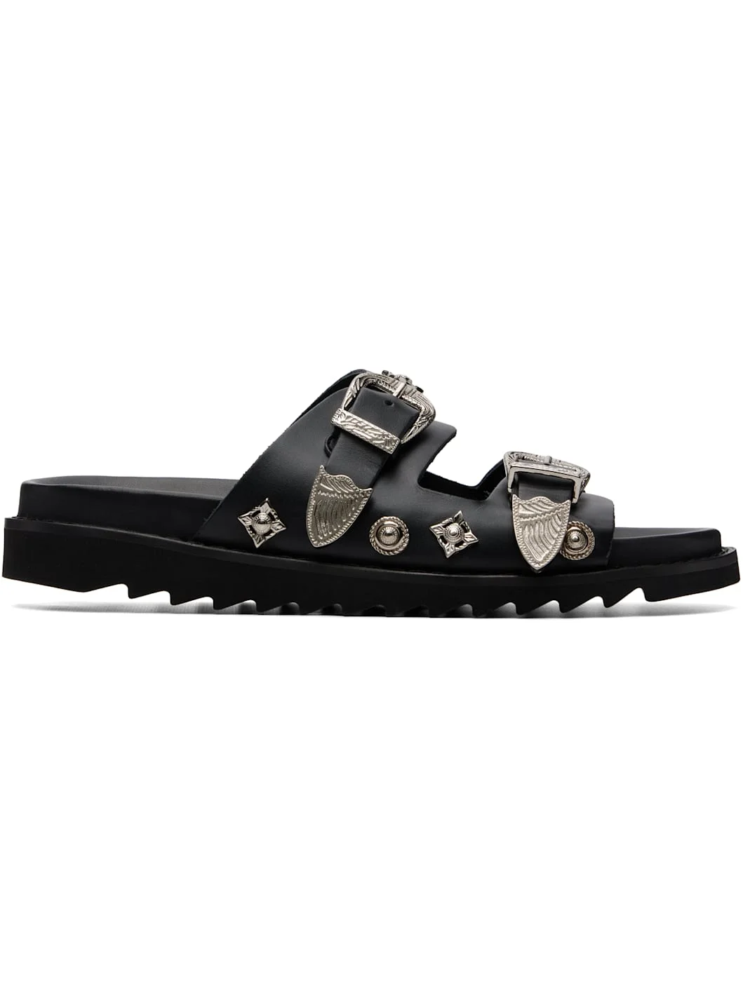 Black Buckle Sandals - 1