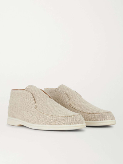 Loro Piana Open Walk Suede-Trimmed Linen Desert Boots outlook