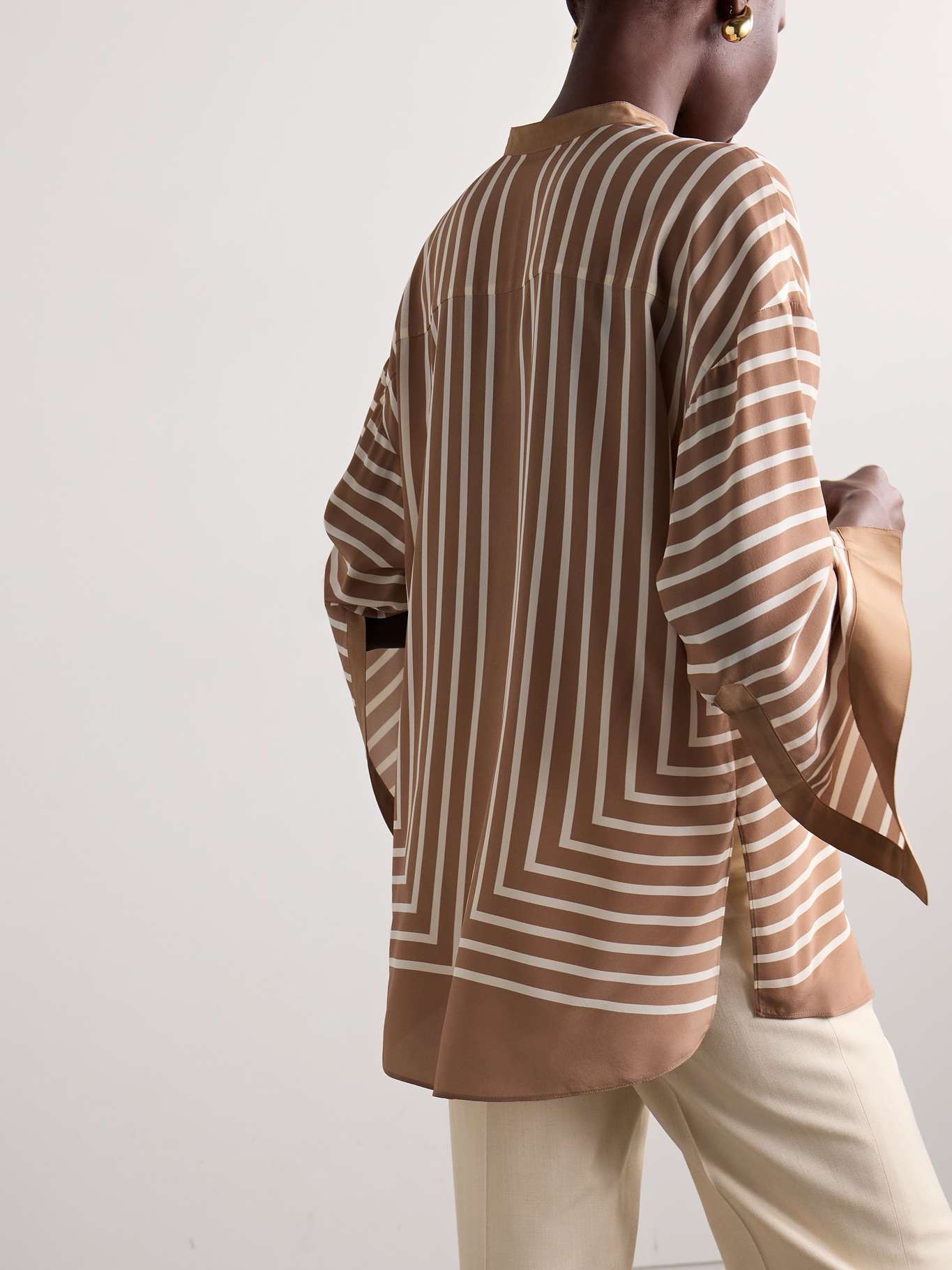 Striped silk-crepe blouse - 4