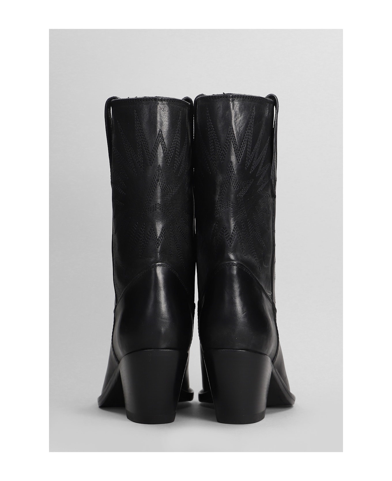 70 Wish Star Texan Boots In Black Leather - 4