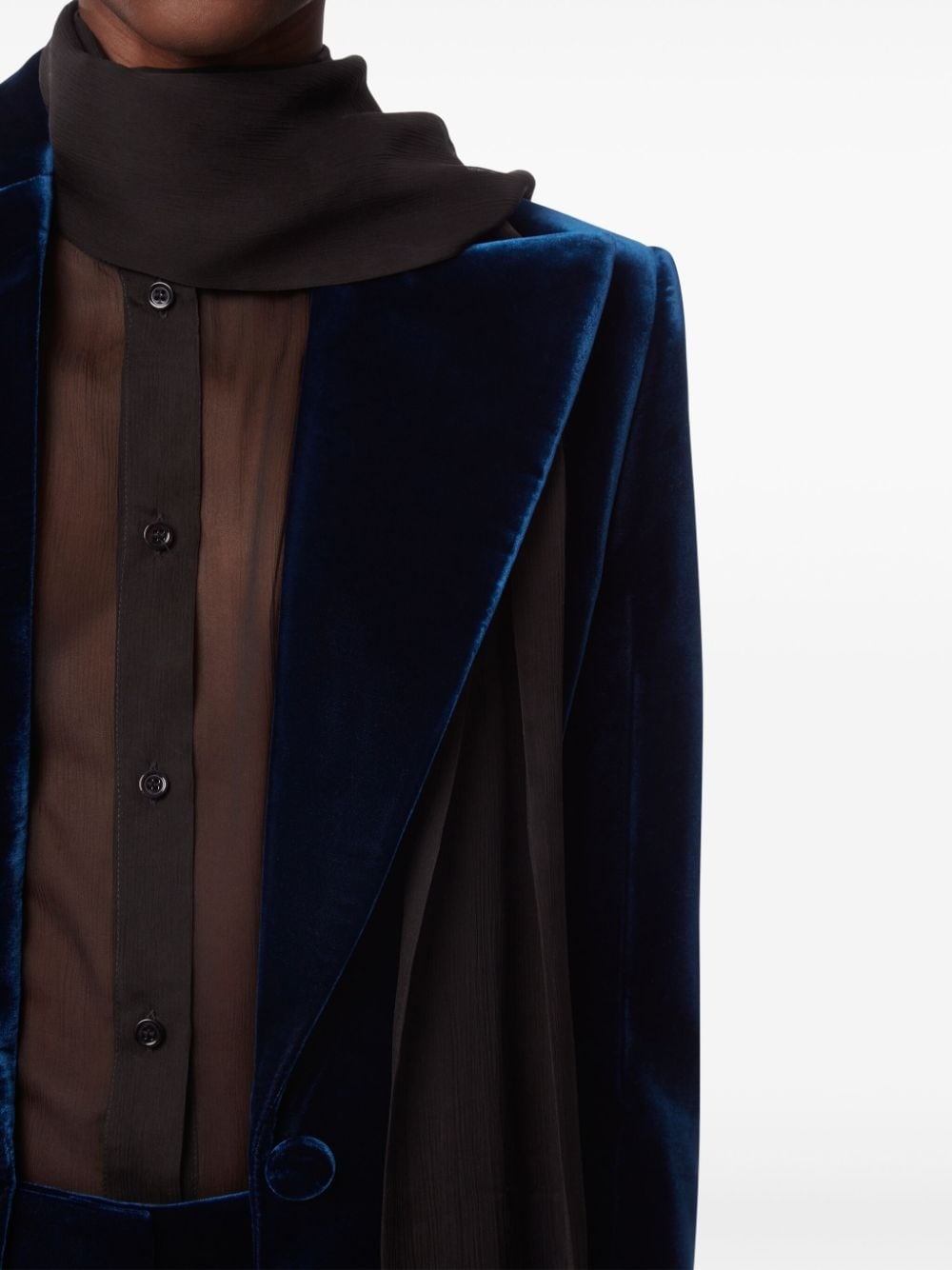 velvet single-breasted blazer - 5