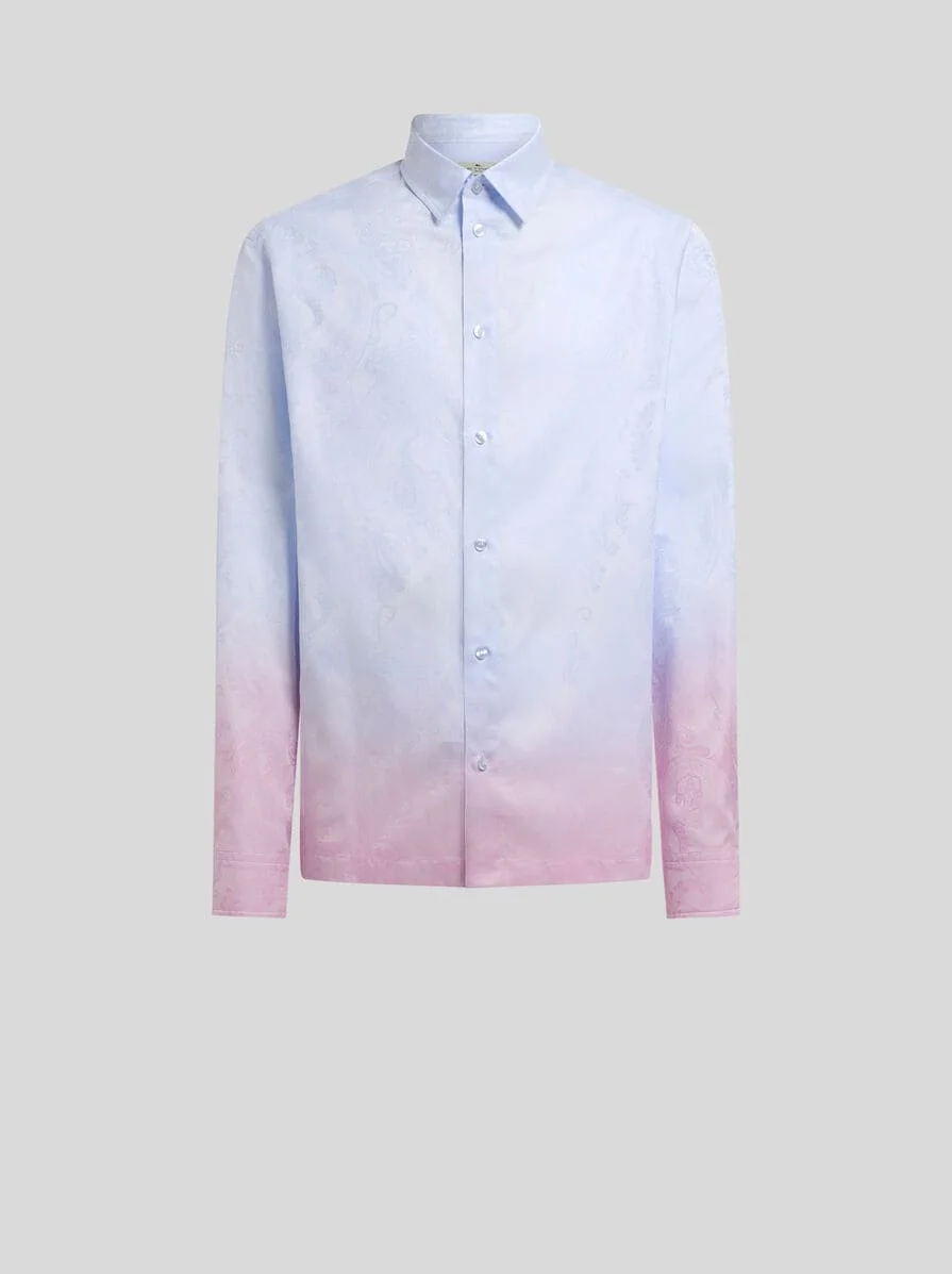 COTTON JACQUARD SHIRT WITH FADED PAISLEY MOTIF - 1
