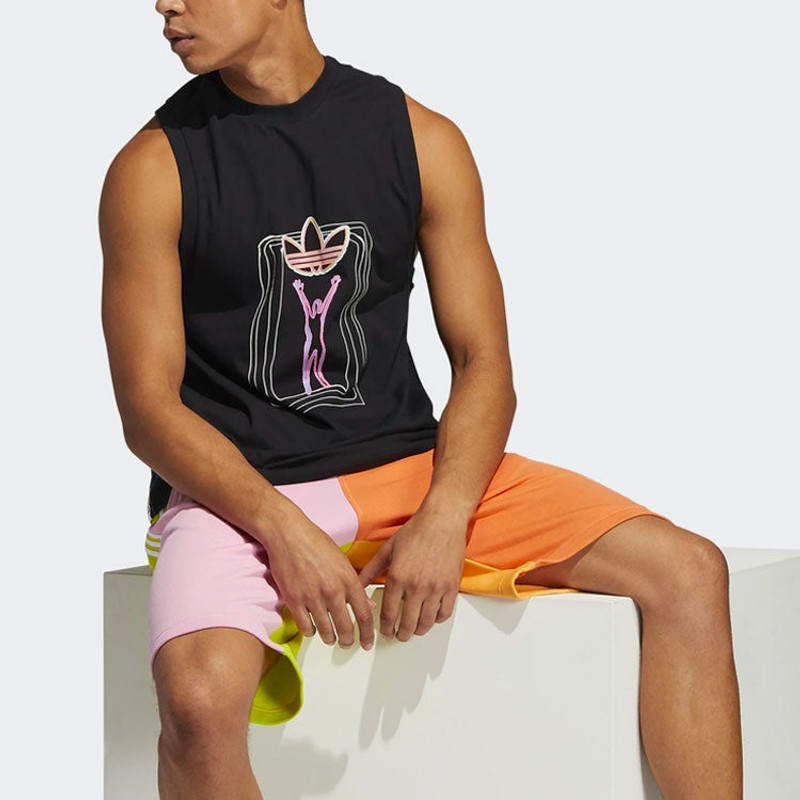 adidas adidas originals Ptide Series Love Unites Tan Fluorescence Printing Sports Vest Couple Style Black H outlook