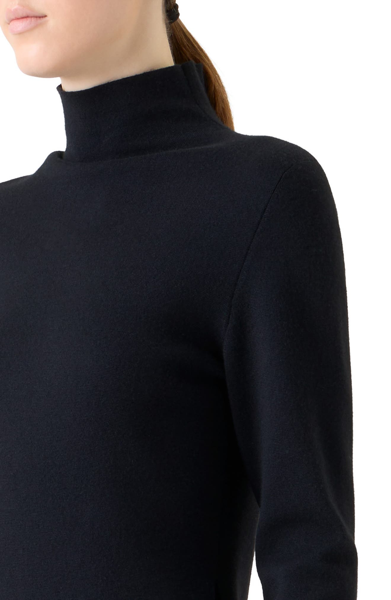 Akris Fine Gauge Cashmere & Silk Tunic Turtleneck Sweater in Black at Nordstrom - 4