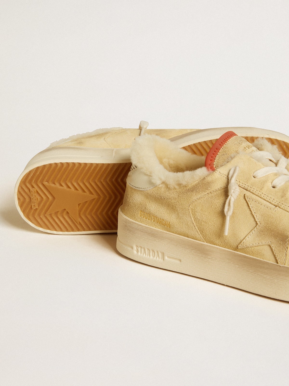 Stardan in beige suede with leather heel tab and shearling lining - 3