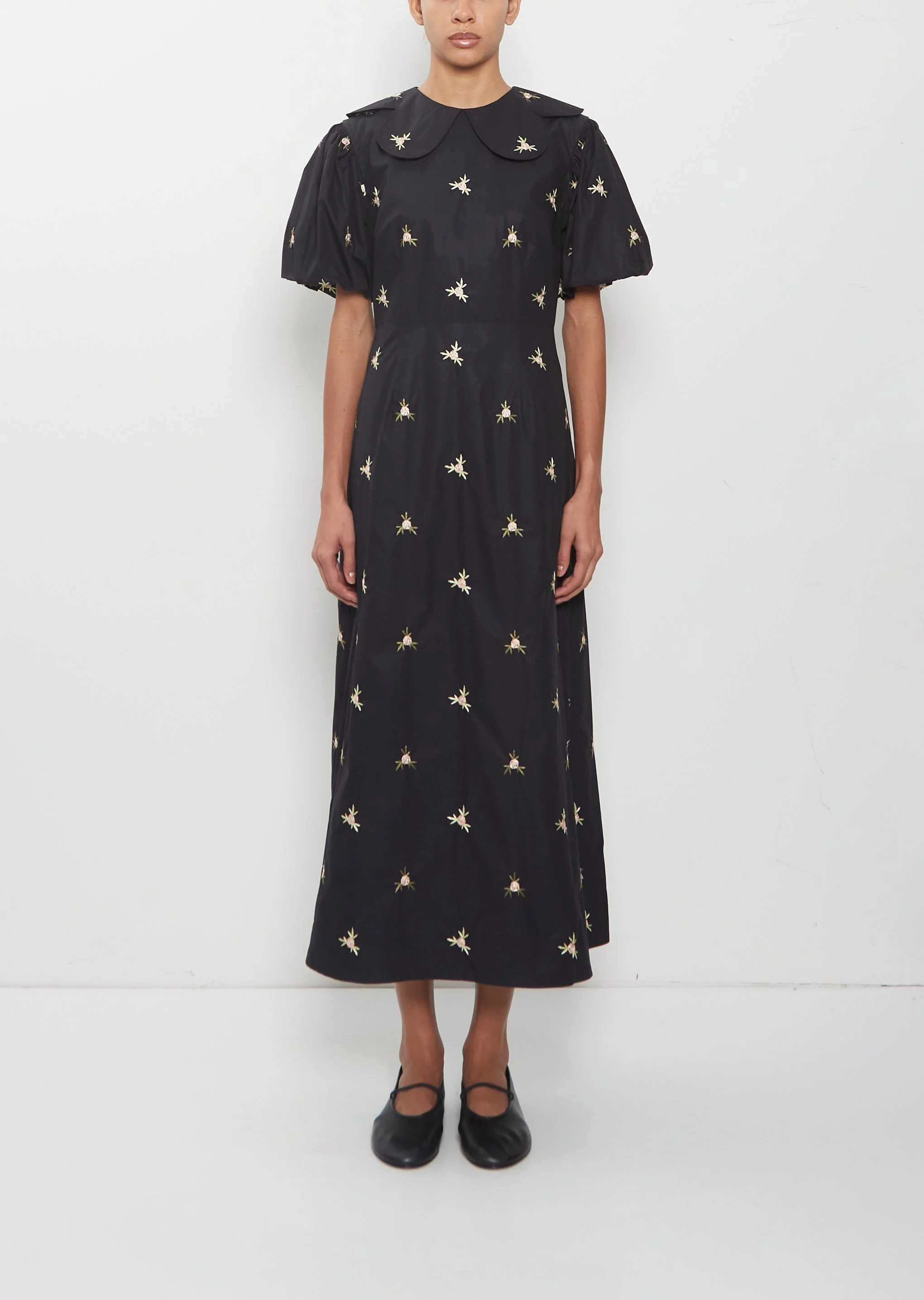 Puff Sleeve Petal Collar Dress - 1