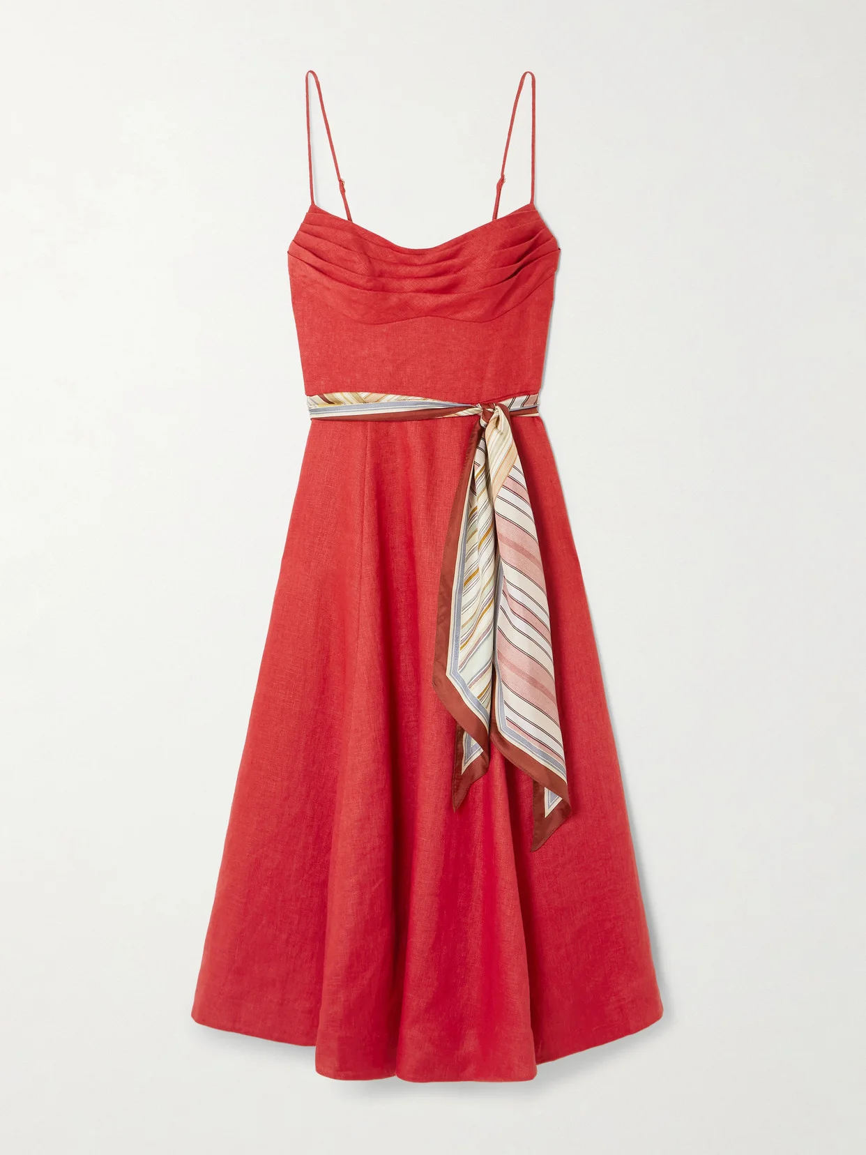 Rebellion Scarf-detailed Linen Midi Dress - 1