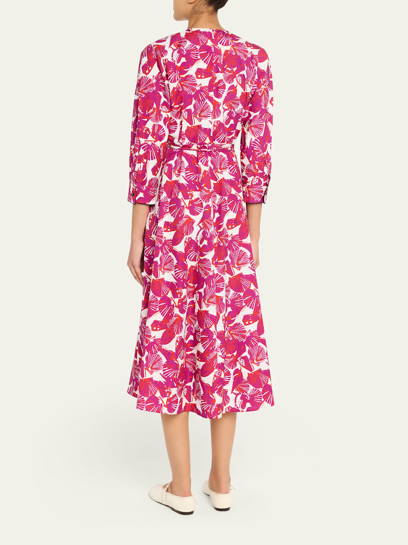 Seashell-Print Faux Wrap Midi Dress 3