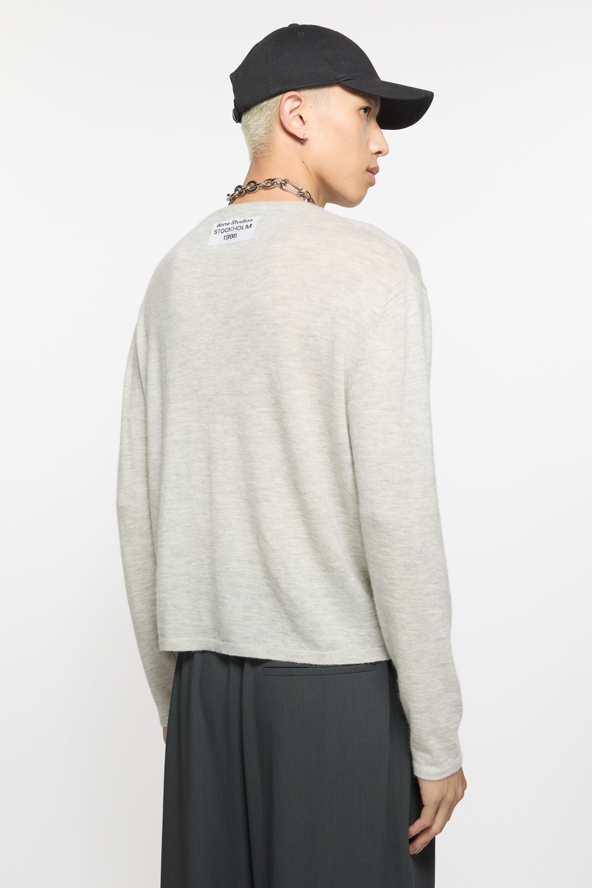Crew neck jumper cashmere - Light Grey Melange - 3
