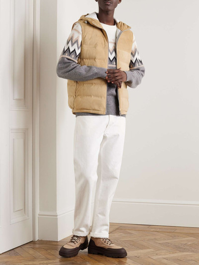 Brunello Cucinelli Quilted Suede Hooded Down Gilet outlook