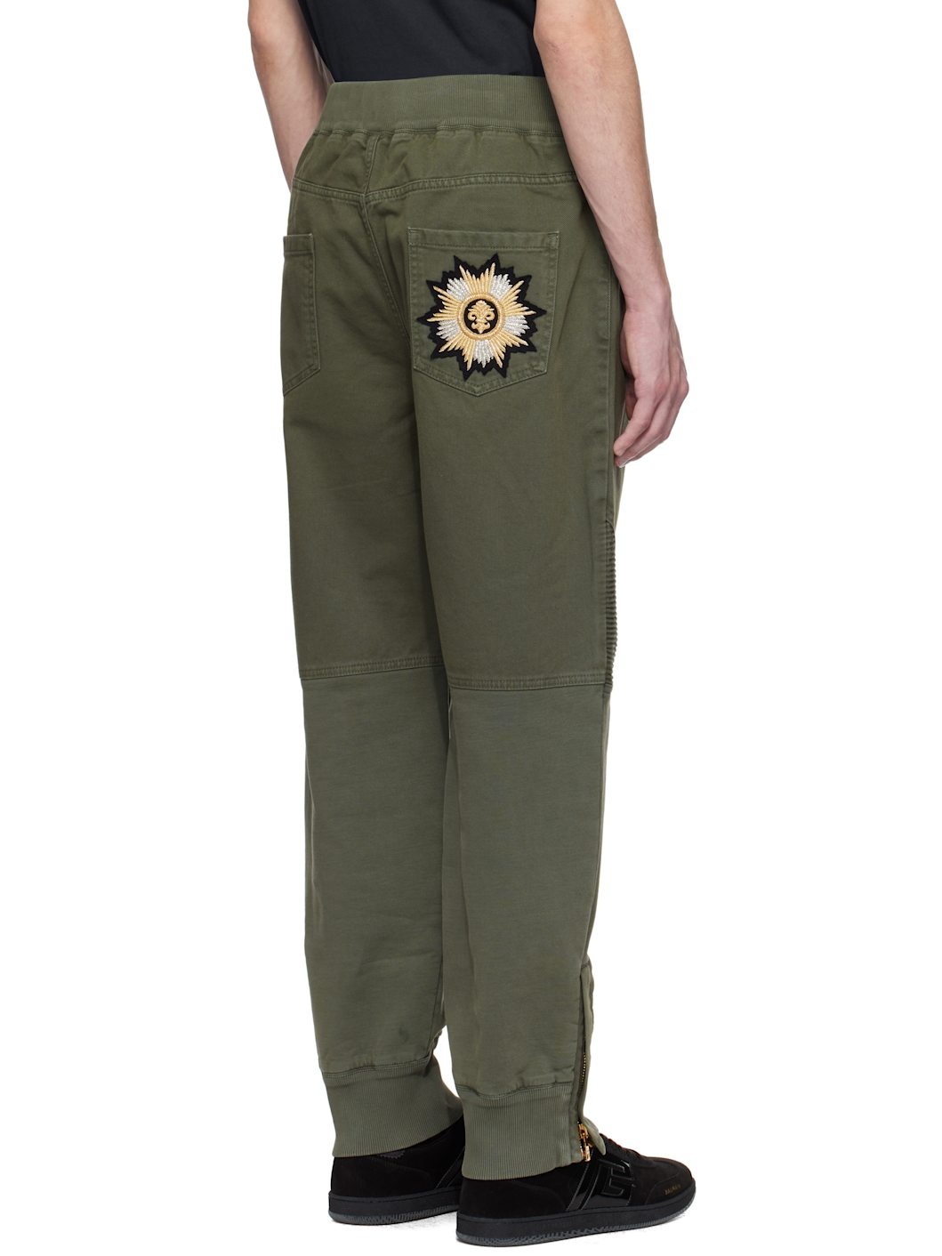 Khaki Loose-Fit Jersey & Denim Trousers - 3