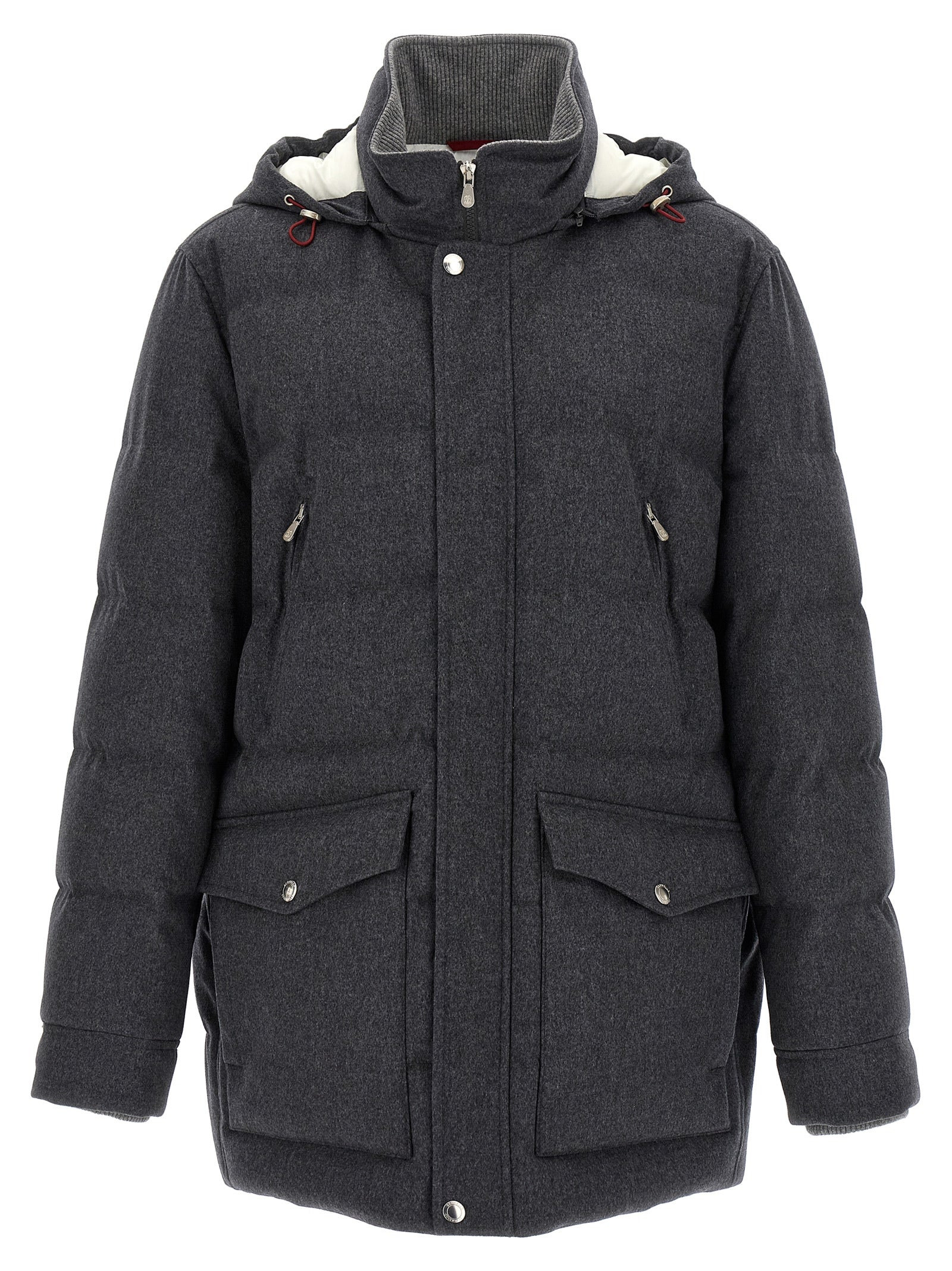 Flannel Down Jacket Puffer Jackets Gray - 1